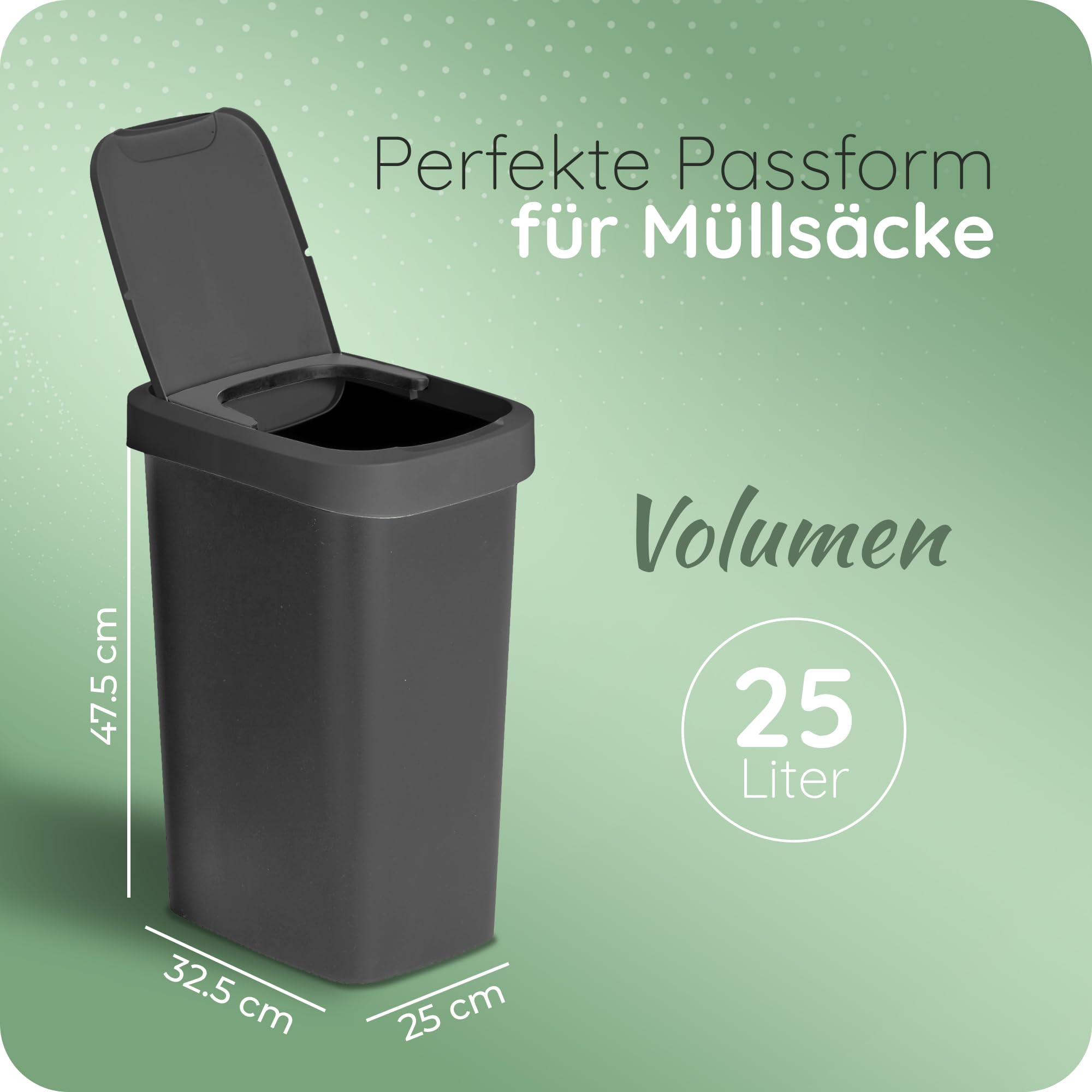 Novaliv Vuilnisemmer-set, 25 l 50 l, afvalemmer met 2-in-1 deksel, klapdeksel & schommeldeksel, anti-geur, voor keuken, huishouden, kantoor