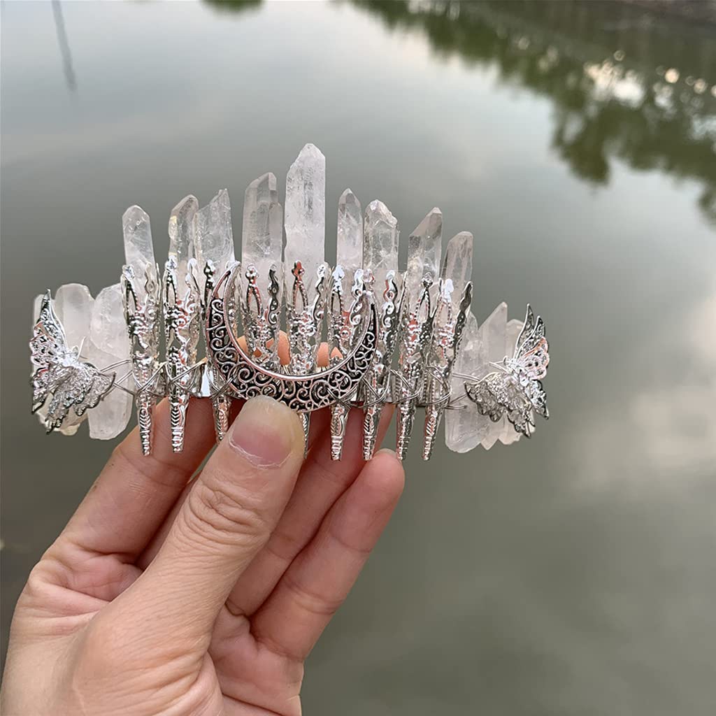 Corone in cristallo di quarzo con elegante copricapo decorativo diademi per capelli accessori per capelli al quarzo con