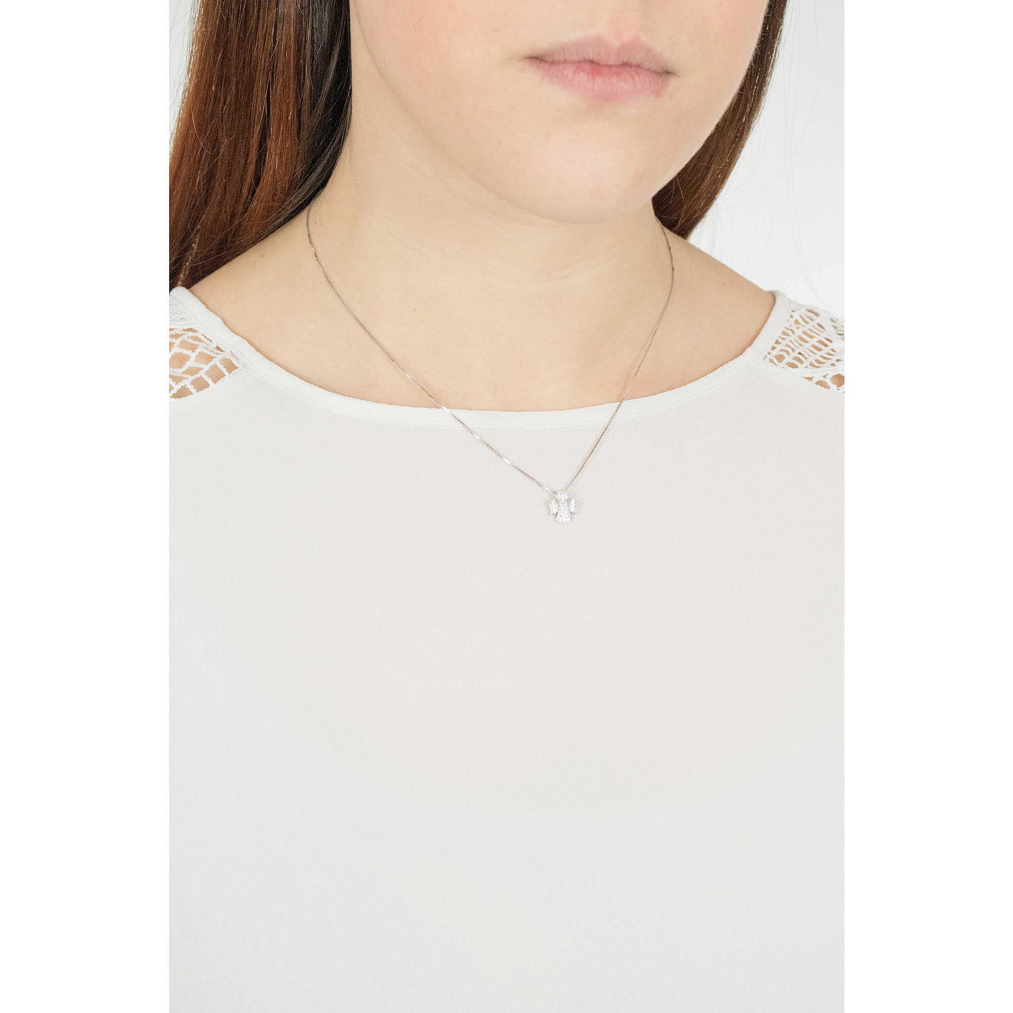 Amen Gioielli, Collana con Angelo, Collana Donna Argento 925, Rodiato con Zirconi Bianchi, Regalo Donna
