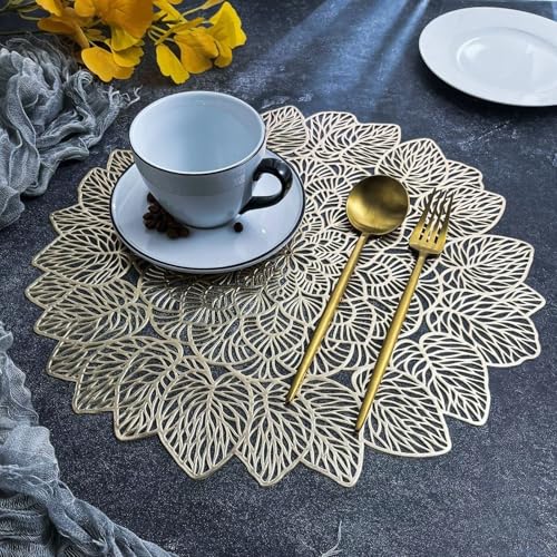 Sets de table dorés feuilles pour illuminer vos dîners de fête - 4