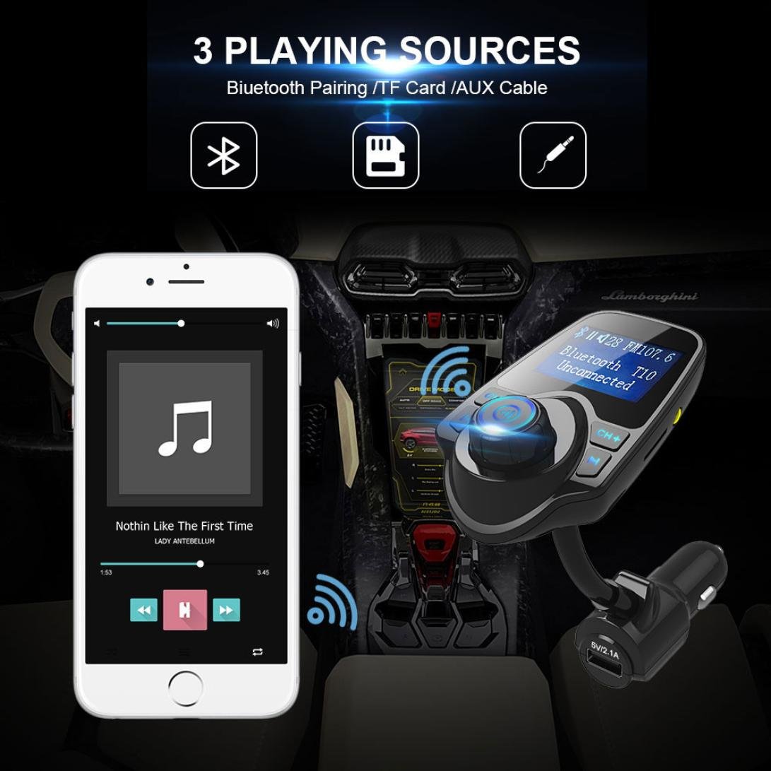 Transmetteur FM Bluetooth, Adaptateur Radio sans Fil Bluetooth 4.2, appels Mains Libres
