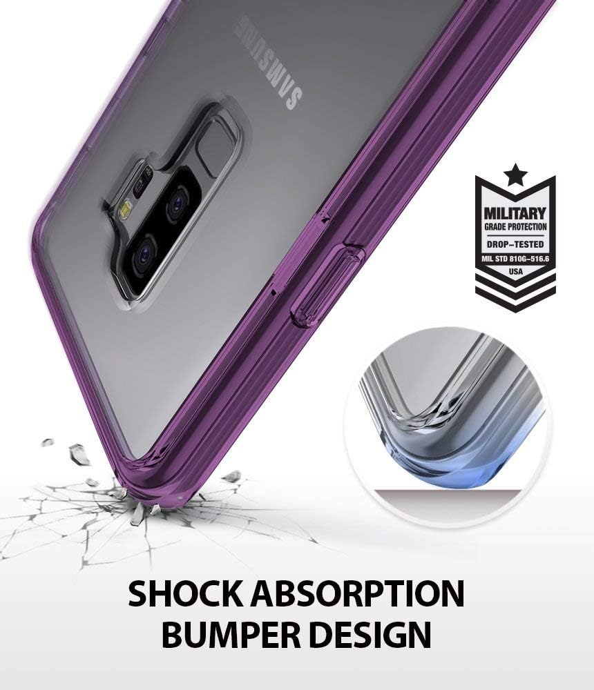 Ringke Fusion Compatible with Galaxy S9 Plus Case Ergonomic Transparent (Drop Defense) PC Back Drop Protection Shock Absorption Cover for Galaxy S 9 Plus (2018) - Orchid Purple