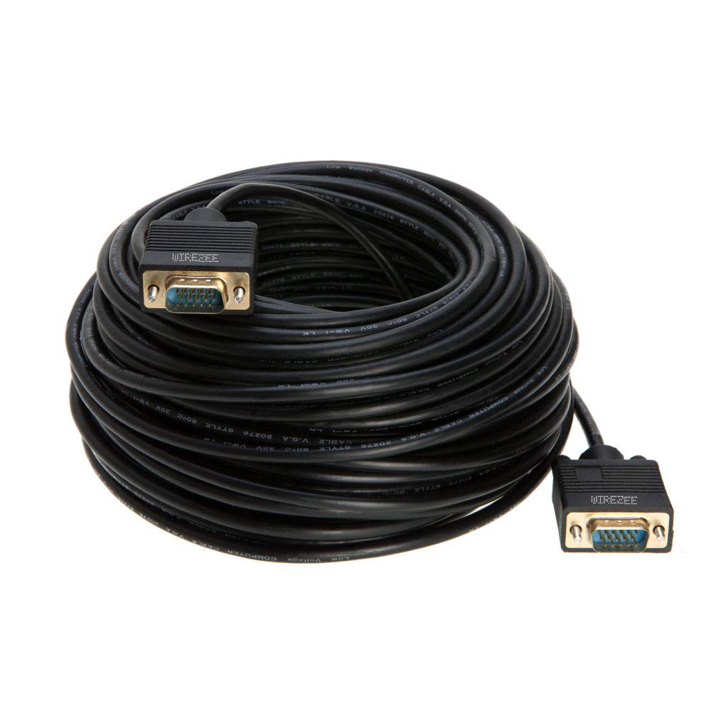 WireZeeVGA Cable SVGA Super Video Cord Male 15 PIN Wire Monitor 3ft 6ft10ft 15ft 25ft 30ft 50ft 100ft (100FT)