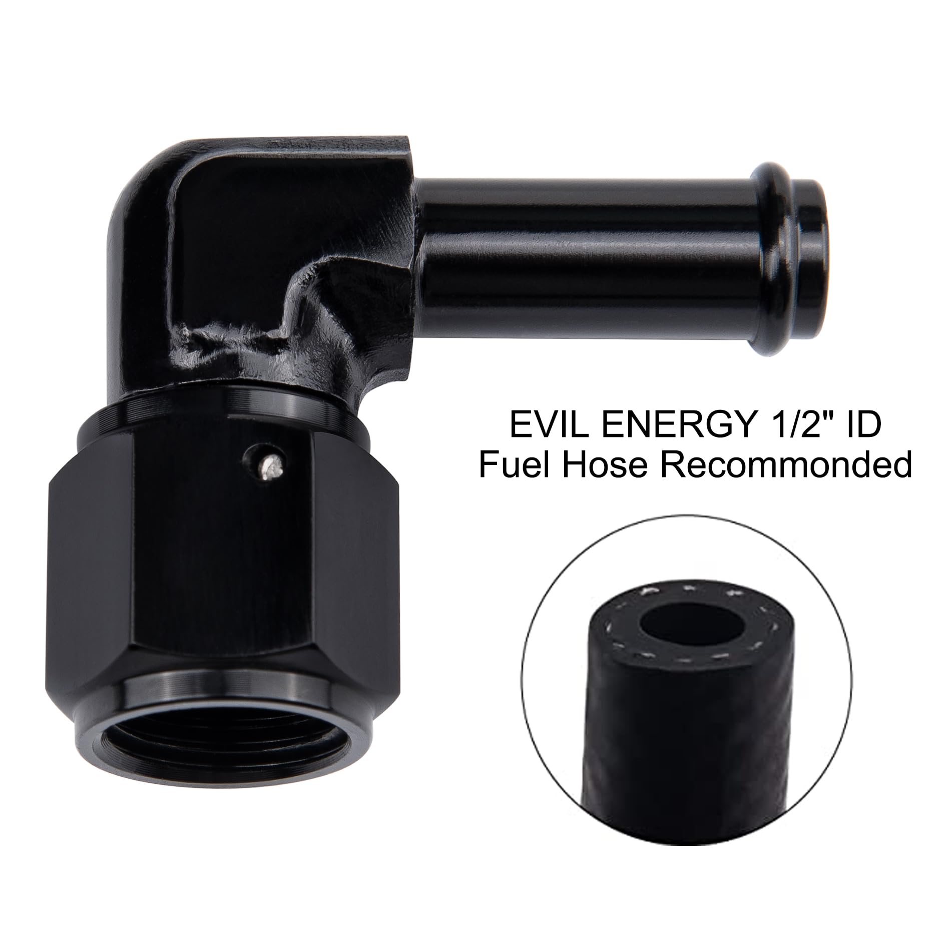 Fitting - Adapter - 45 Degree - 8 AN Female To 1/2 In Hose Barb - Aluminum - Black Anodized - Each - Foto 7