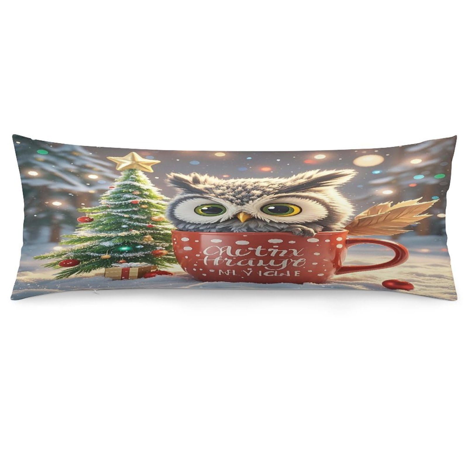 Owl Cup Throw Pillow Cover Soft Lumbar Pillow Covers with Zipper Breathable Rectangular Cushion Case Polyester Pillow Case Decorative Body Pillow Cover for Couch Bed