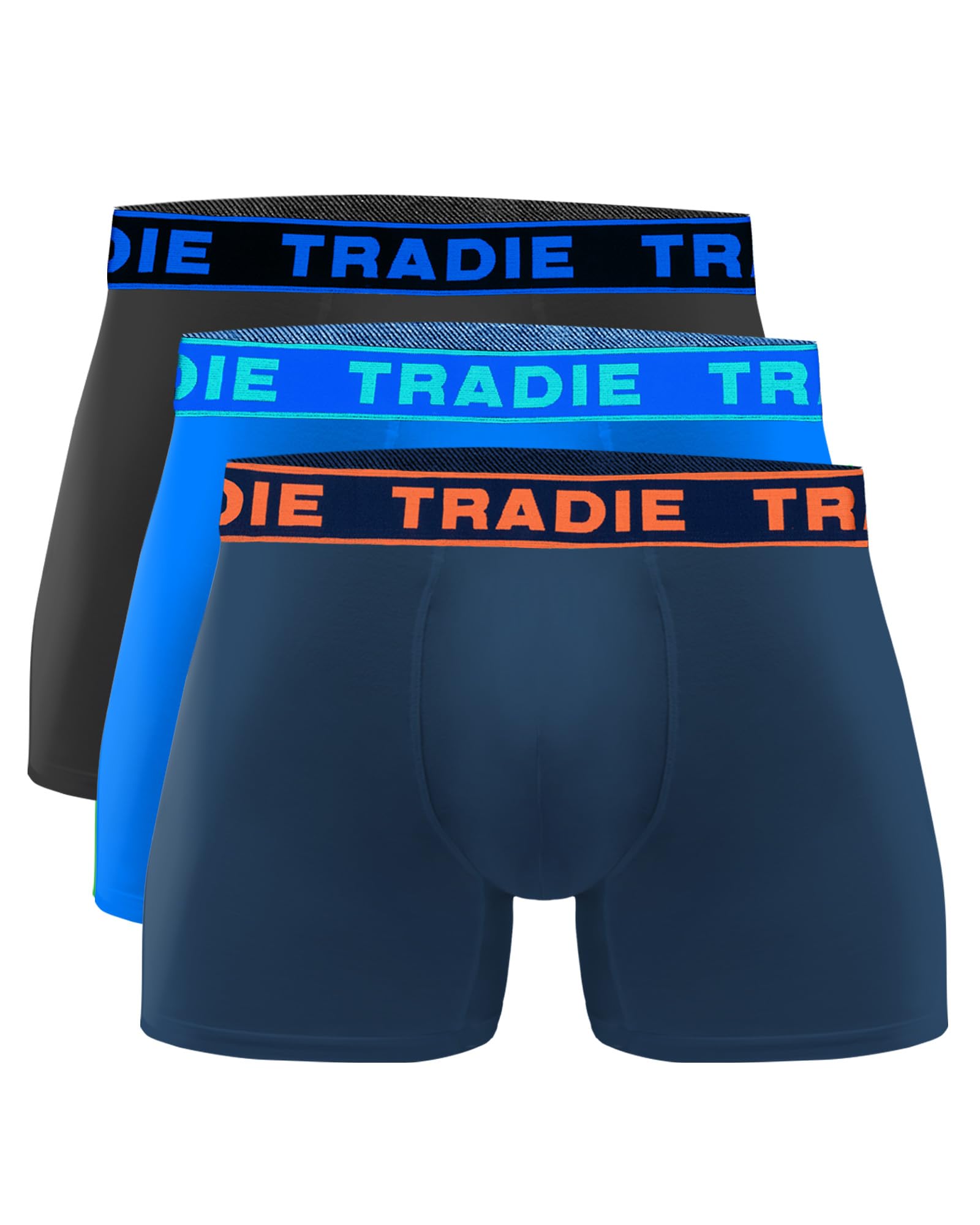 Tradie Men's Morning Walk 3Pk Viscose Derived From Bamboo Fitted Boxer Brief, Xxl