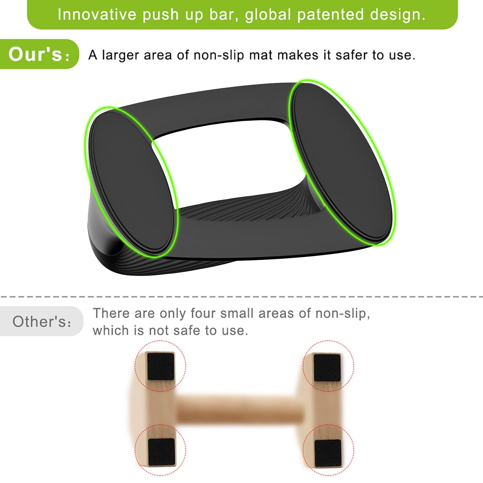 Kipika Liegestützgriffe für Zuhause – Push-Up Bars mit Anti-Rutsch-Unterseite,Soft Handles,Set of 2