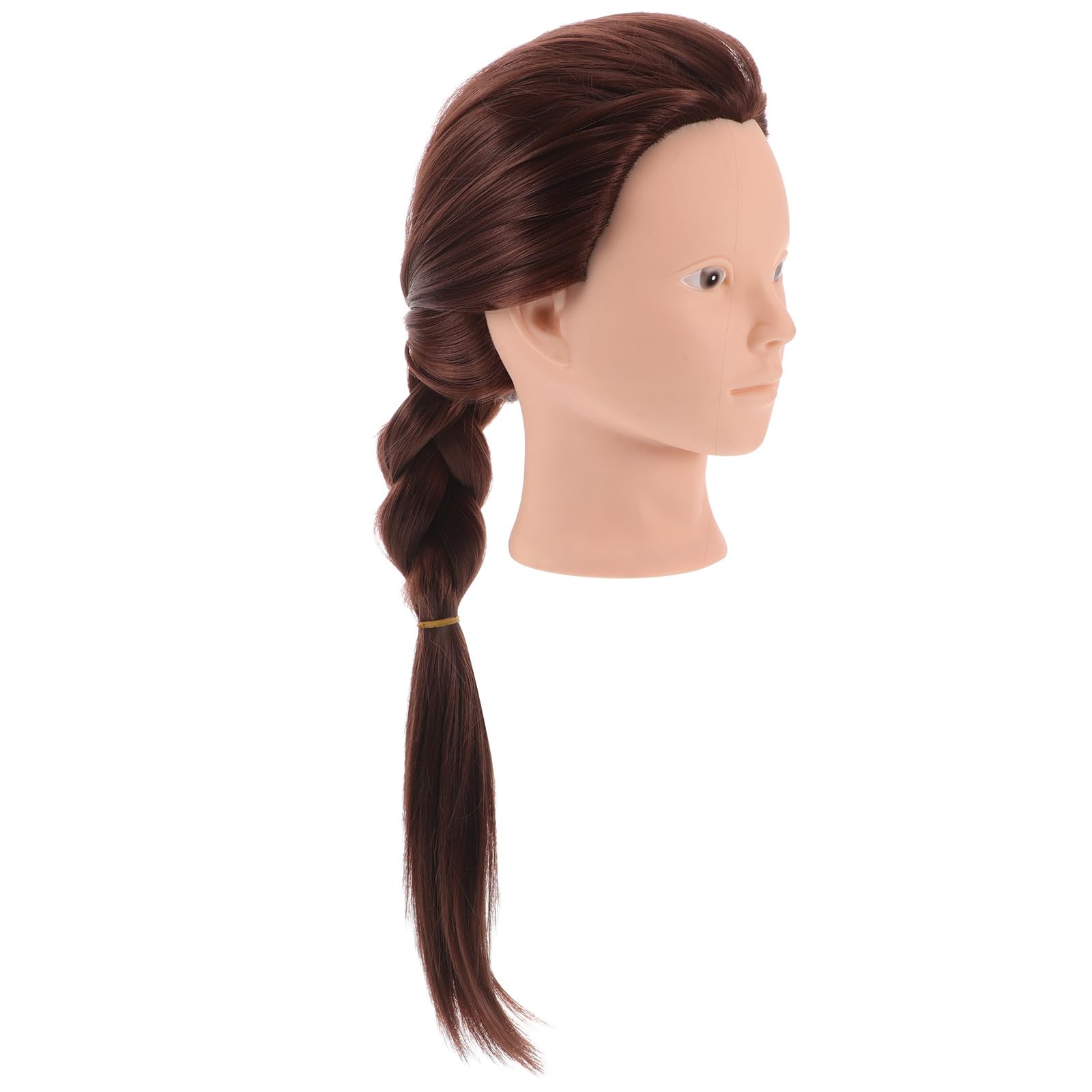 Testa da Parrucchiere in Fibra ad Alta Temperatura con e Silicone Chioma Marrone per Pratica di Acconciature e Trecce Scuole di Parrucchiere