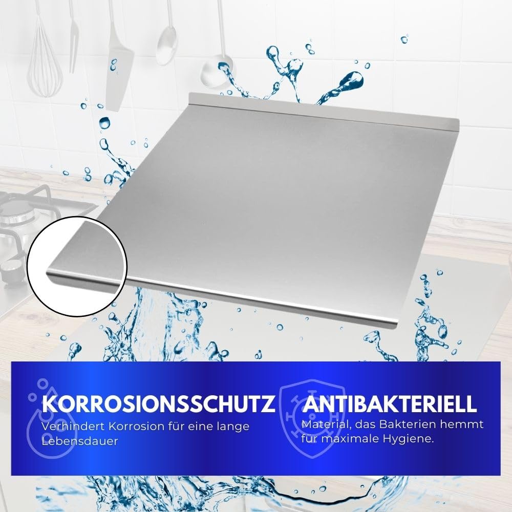 INOXLM Schneidebrett Edelstahl zum Kneten, Edelstahl Arbeitsplatte verschiedene Größen für Küche, Bar, Restaurant, knetbrett edelstahl mit ständer Falten und Etagere