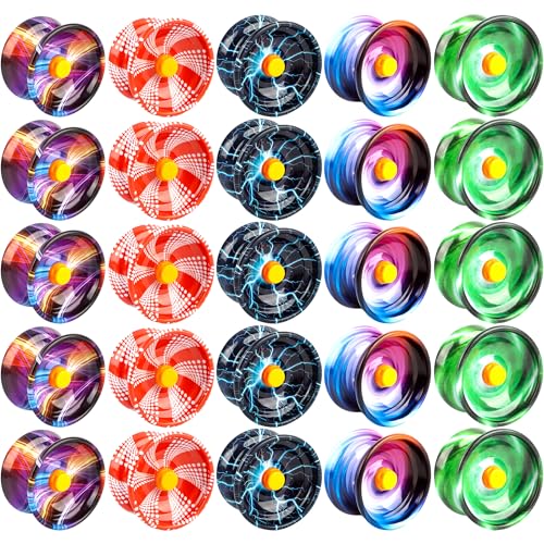 25 Pack Yo-Yo Alloy Response Balls Bulk Colorful Response Yo-Yo Metal Automatic Return Technology Balls for Beginners Boys Adult Training Party Gifts