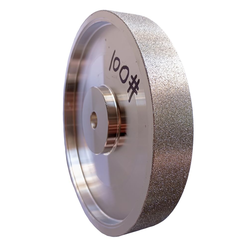 Rueda abrasiva de diamante galvanoplastia de 6 pulgadas de diámetro con eje de 1/2 pulgada para molienda y pulido de cristal lapidario de piedra (grano: 100#)