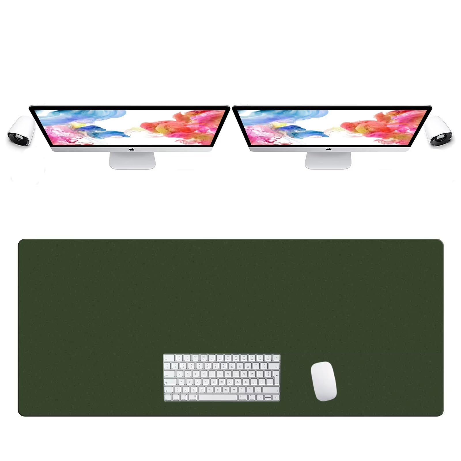 LL-COEUR Extra Large PU Leather Desk Mat Large Mouse Pad XXL Waterproof Table Mat Office Laptop Writing Pad (47.2 x 19.7 inch, Forest Green) — image 1