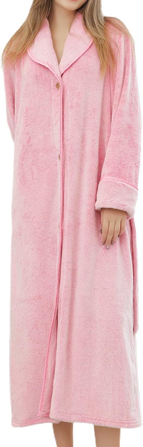 Womens Long Bathrobe Plush Robe Soft Button Up Long Jersey Ubuy