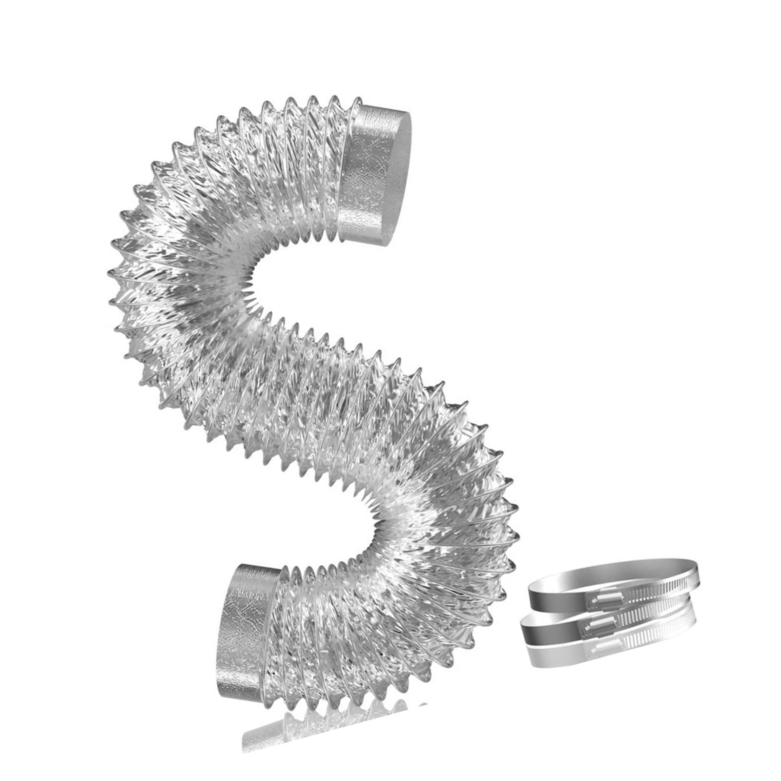 YWLUUOO Aluminum Ducting Heavy Duty Dryer Vent Hoses for Heating Cooling Ventilation and Exhaust with 2 Duct Clamps Ventilation Flexible Exhaust Pipe