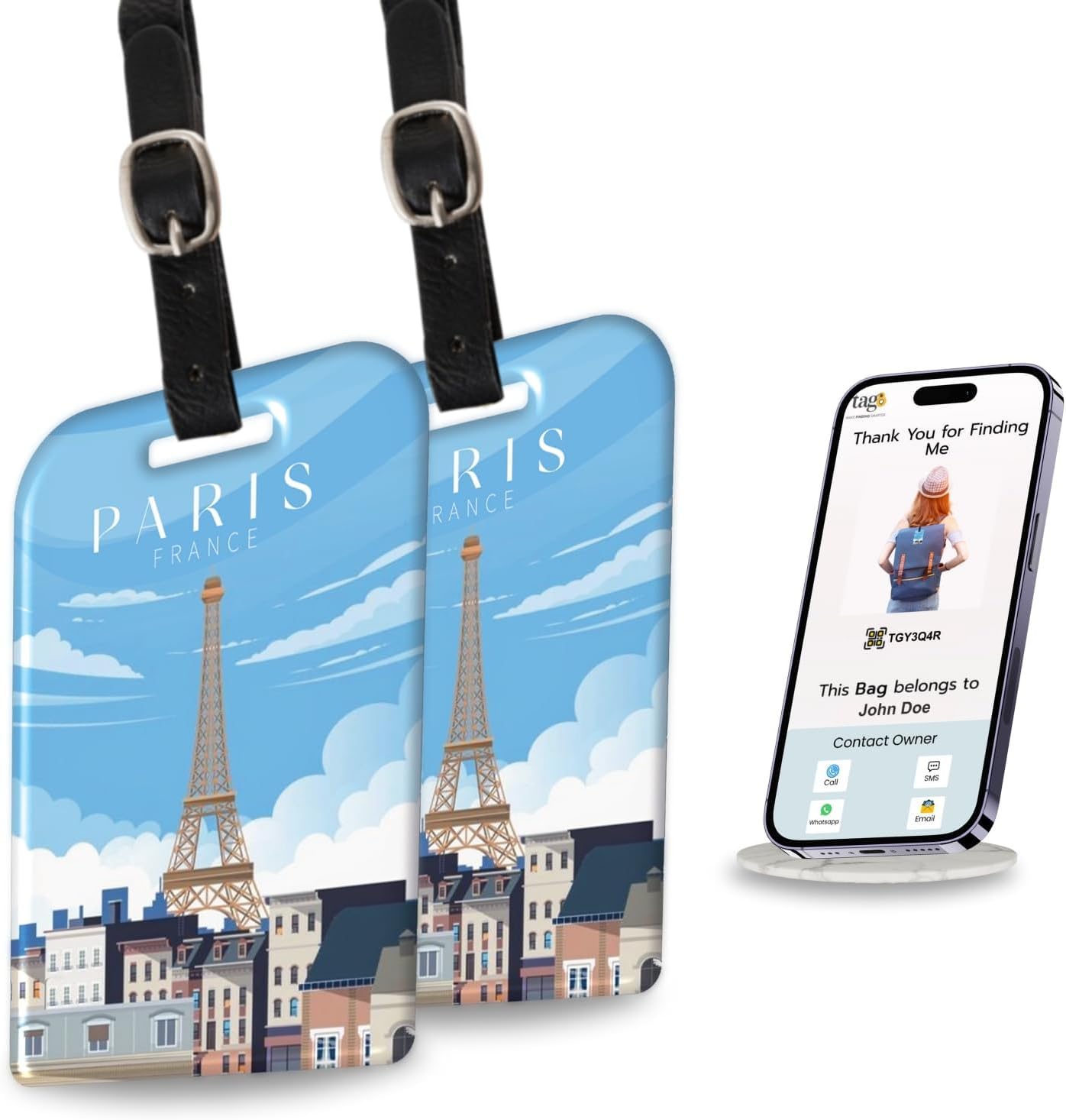 [Pack 2] tag8 Paris Smart Bag tag |Trendy Luggage tag ID Fashionable Digital Name tag | Airline Compliant, SITA World Tracer Code Enabled | Travel Gift idea, Collectible-image-32