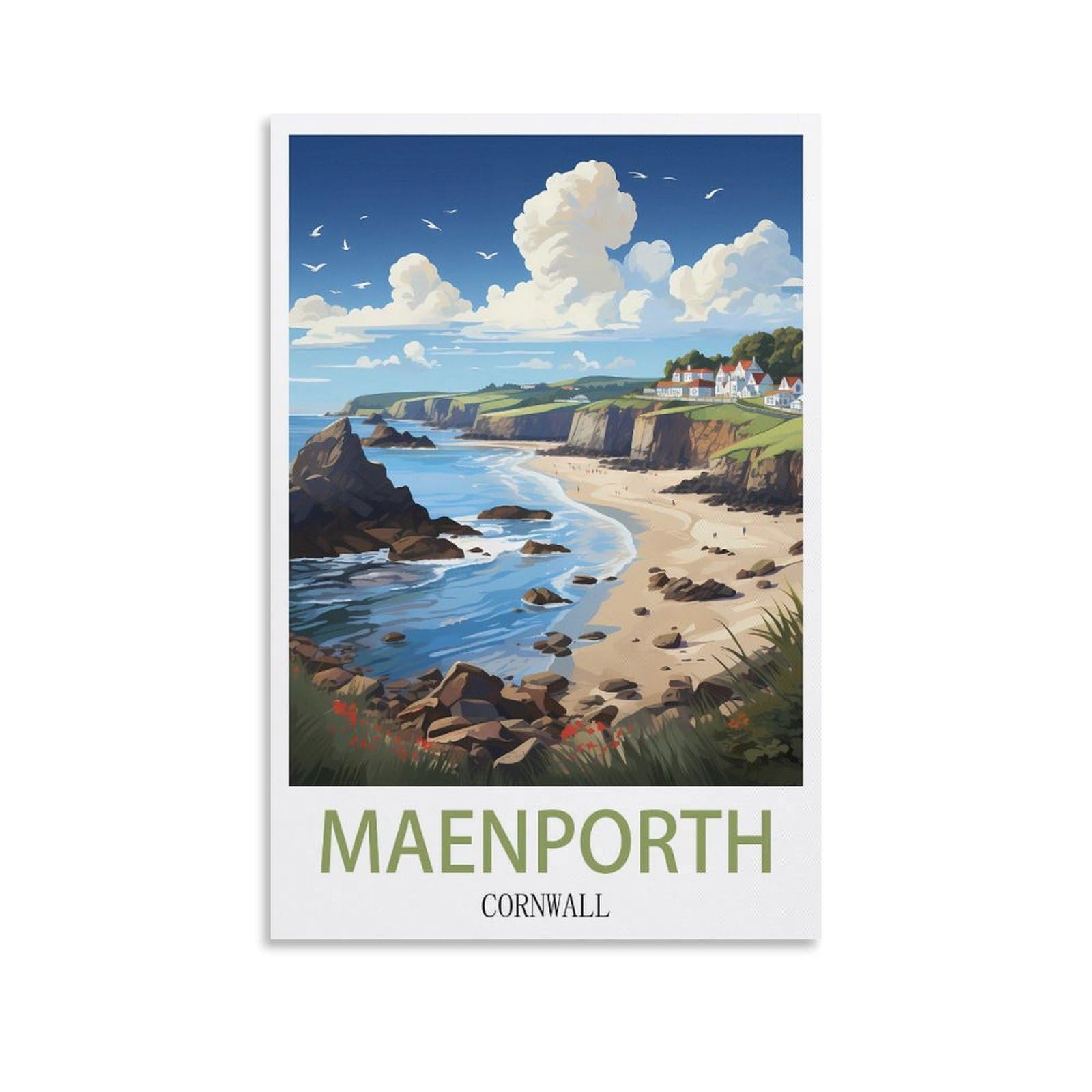 Metal Tin Sign,Maenporth Cornwall,Vintage Bar Club Cave Home Kitchen Rustic Wall Art Decor Funny Sign 15x30cm