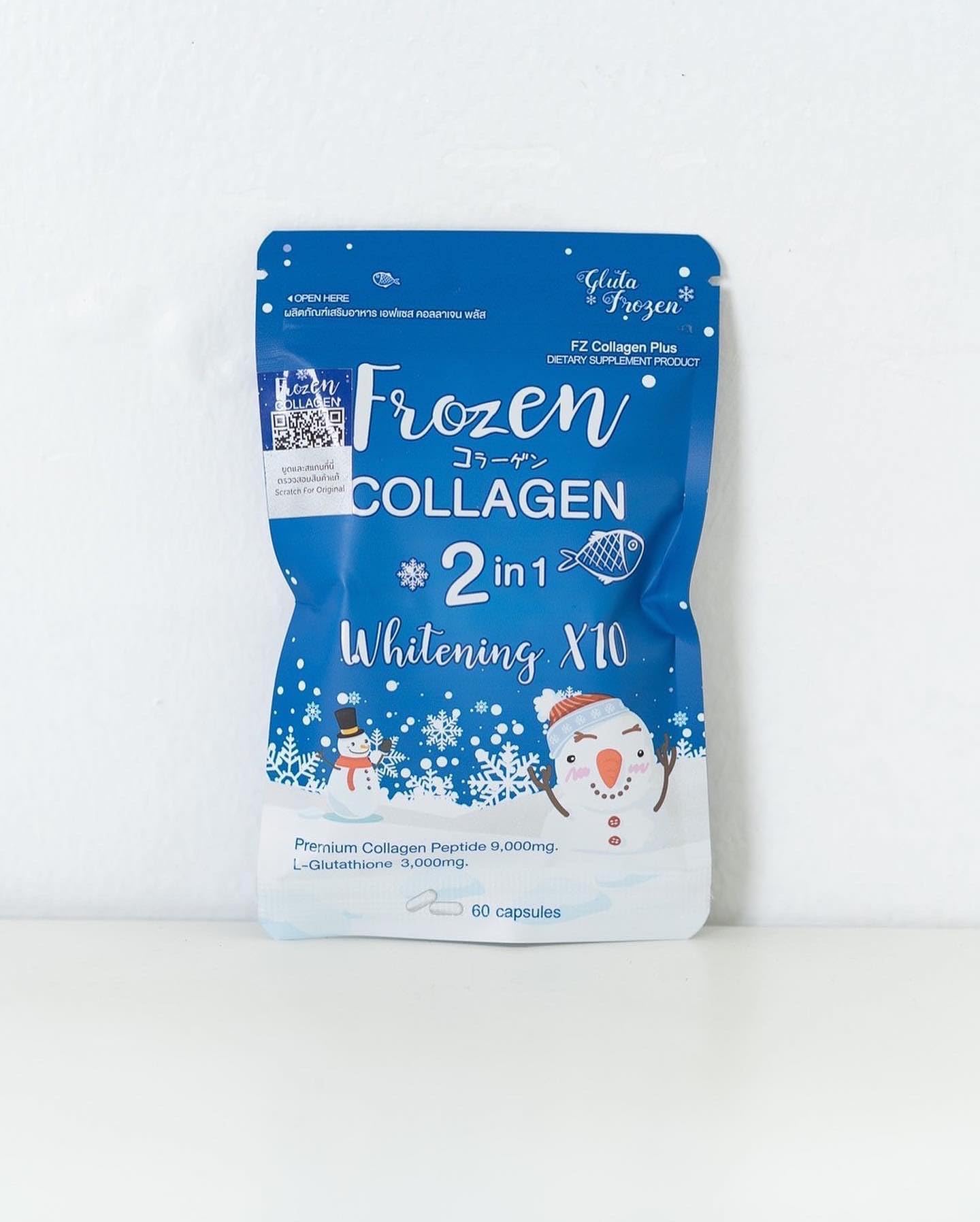 Collagene congelé 2 en 1 blanchissant X10, formule anti-âge qui réduit les taches d'acné, 60 gélules (collagène congelé)
