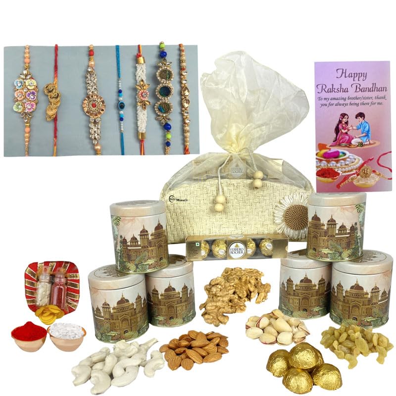 Image of NUTRI MIRACLE Rakhi Gift Jar - Nut & Sweet Combo for Bhai Bhabhi