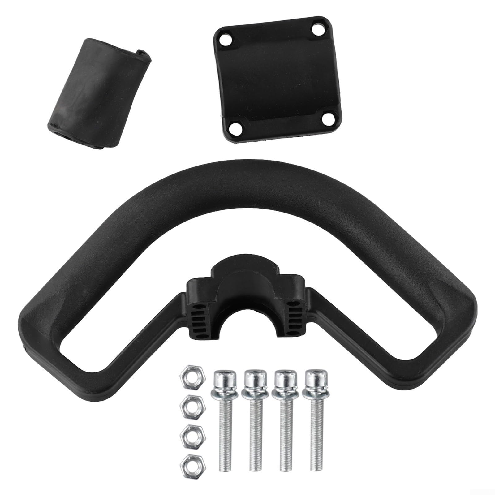 Loop Handle Bar Mounting Kit For String Trimmer With 26mm Shaft, Grass Replacement Part With Screws And Rubber Sleeves, Black Plastic Garden Tool Accessory
