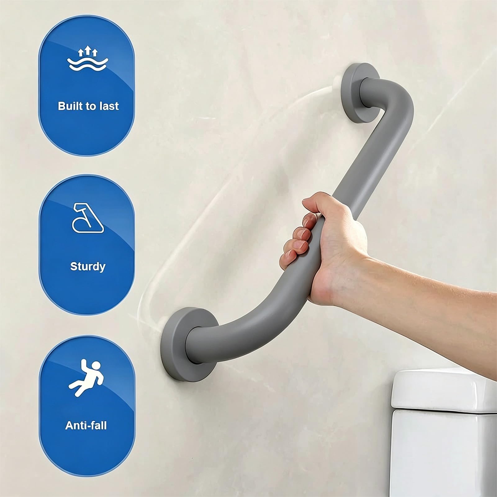 Barra De Agarre De Seguridad Para Baño, Asidero De Ducha De Acero Inoxidable 304, Pasamanos De Seguridad, Pasamanos Para Bañera, Ducha, Inodoro(125cm)
