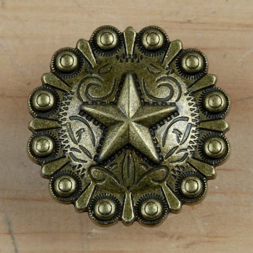 Set of 6 Star with Berries Drawer Pulls Cabinet Knobs Western Southwest Decor Texas (Old Silver)