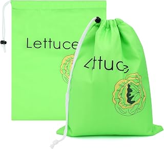 Yellow Banana Bag and Green Lettuce Bags, Vegetable Storage Bags Reusable Produce Bags Banana Keep Fresh Drawstring Storage Bag Prevents Odor for Fruits and Vegetables (green)
