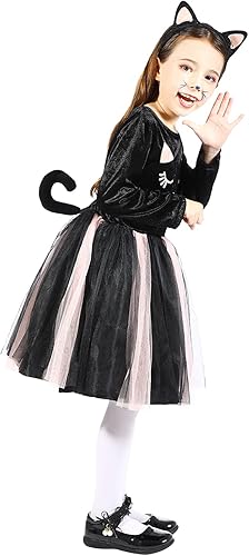 Miniatura 3 de Kids Cat Costume, Halloween Toddlers Kitty Dress Costume, Cat Costume for Girls 2-8 Years Old