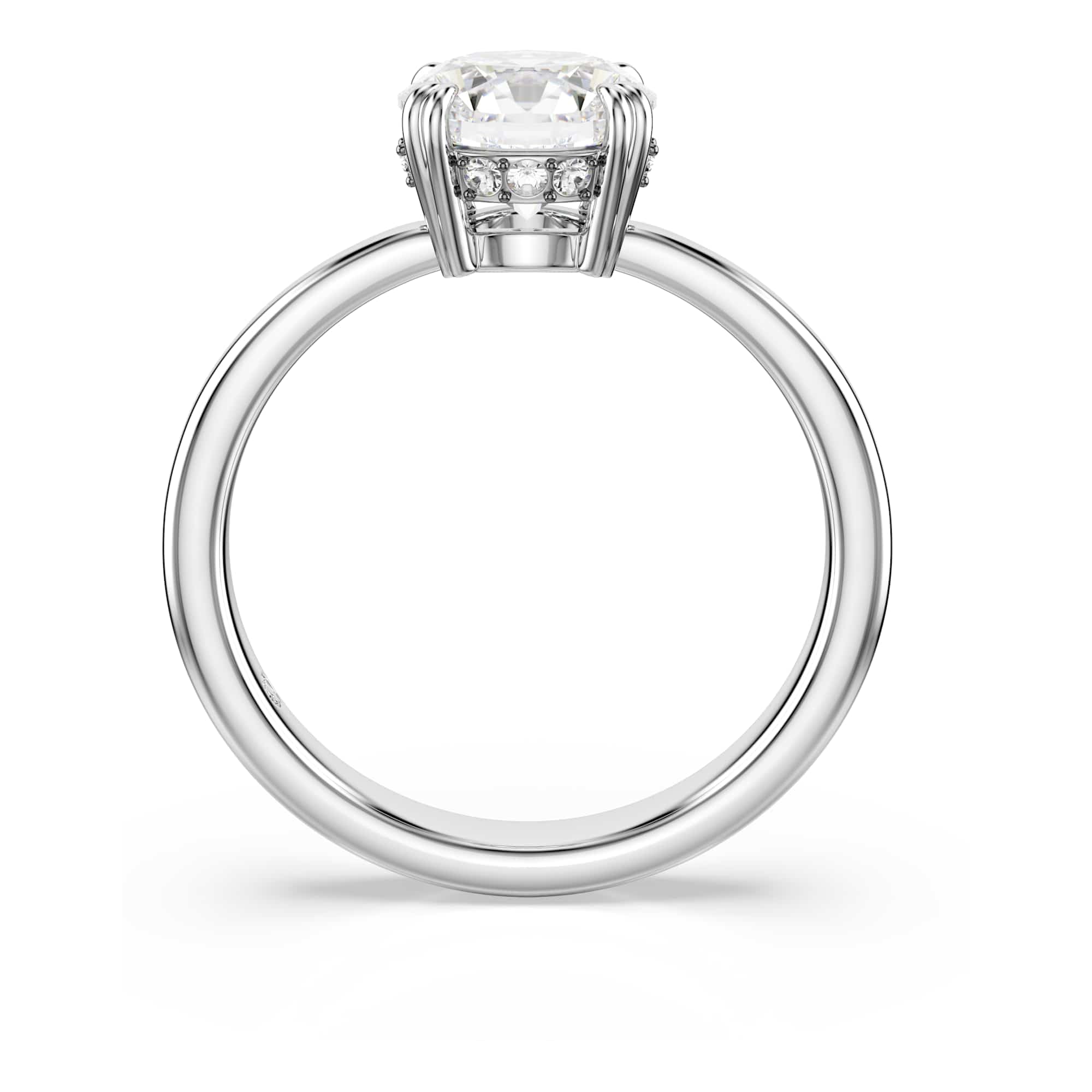 Swarovski Stilla Collezione Anello cocktail, Taglio rotondo, Bianco, Finitura tonalità argento