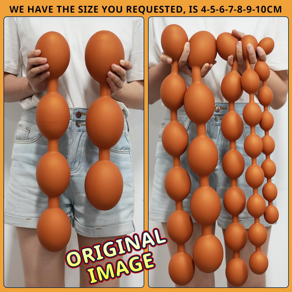 Seckoe Extra Lang Anal Beads Analverkehr für Liebeskugeln Silikon Analhaken Prostata Massager Analkette Analkugeln Groß Anal Kugel Sm Sexspielzeug Für Frauen Männer (M)