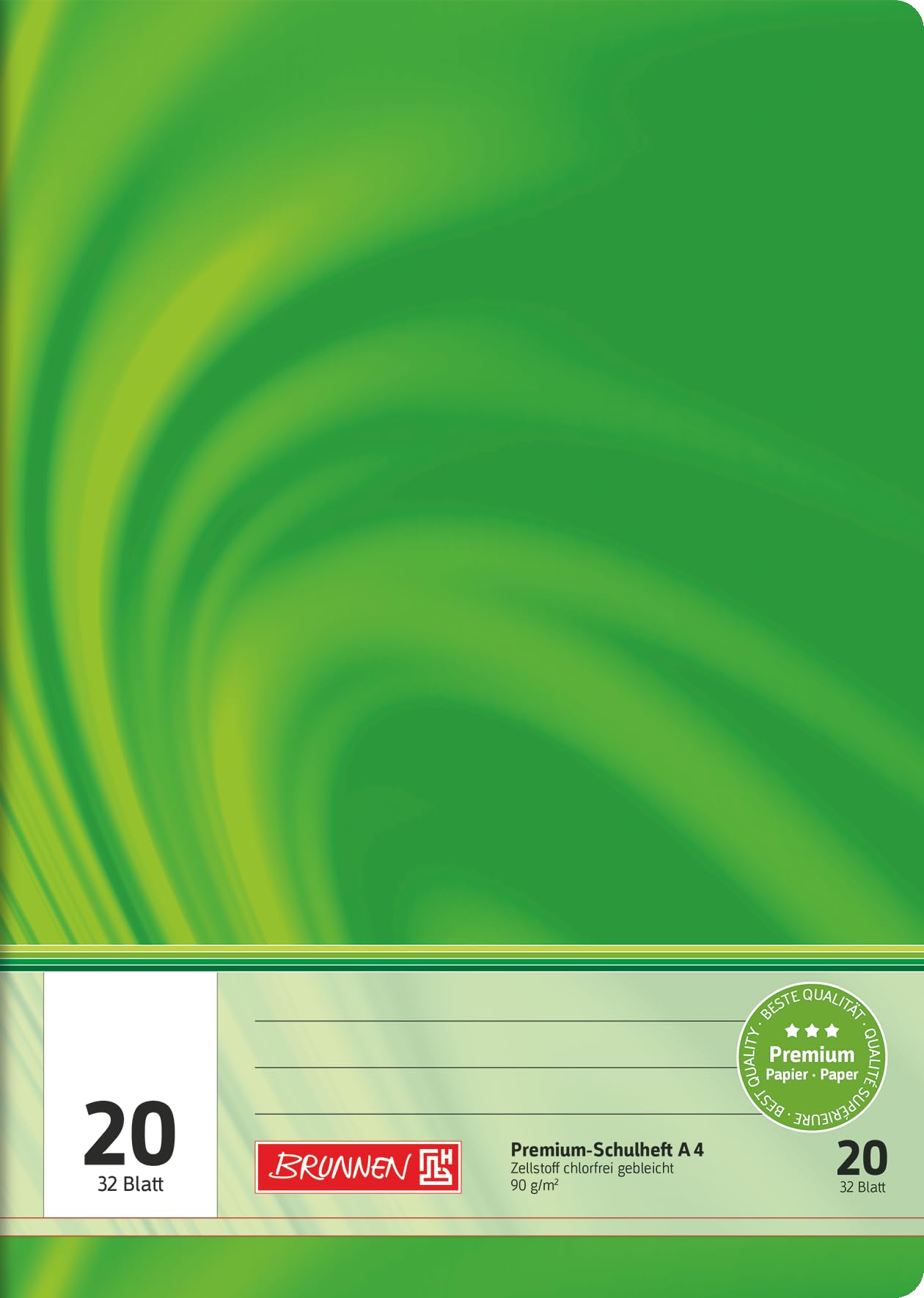 Brunnen 104442002 School Notebook A4 Vivendi (32 Pages Blank with Lined Sheets Line Style 20)