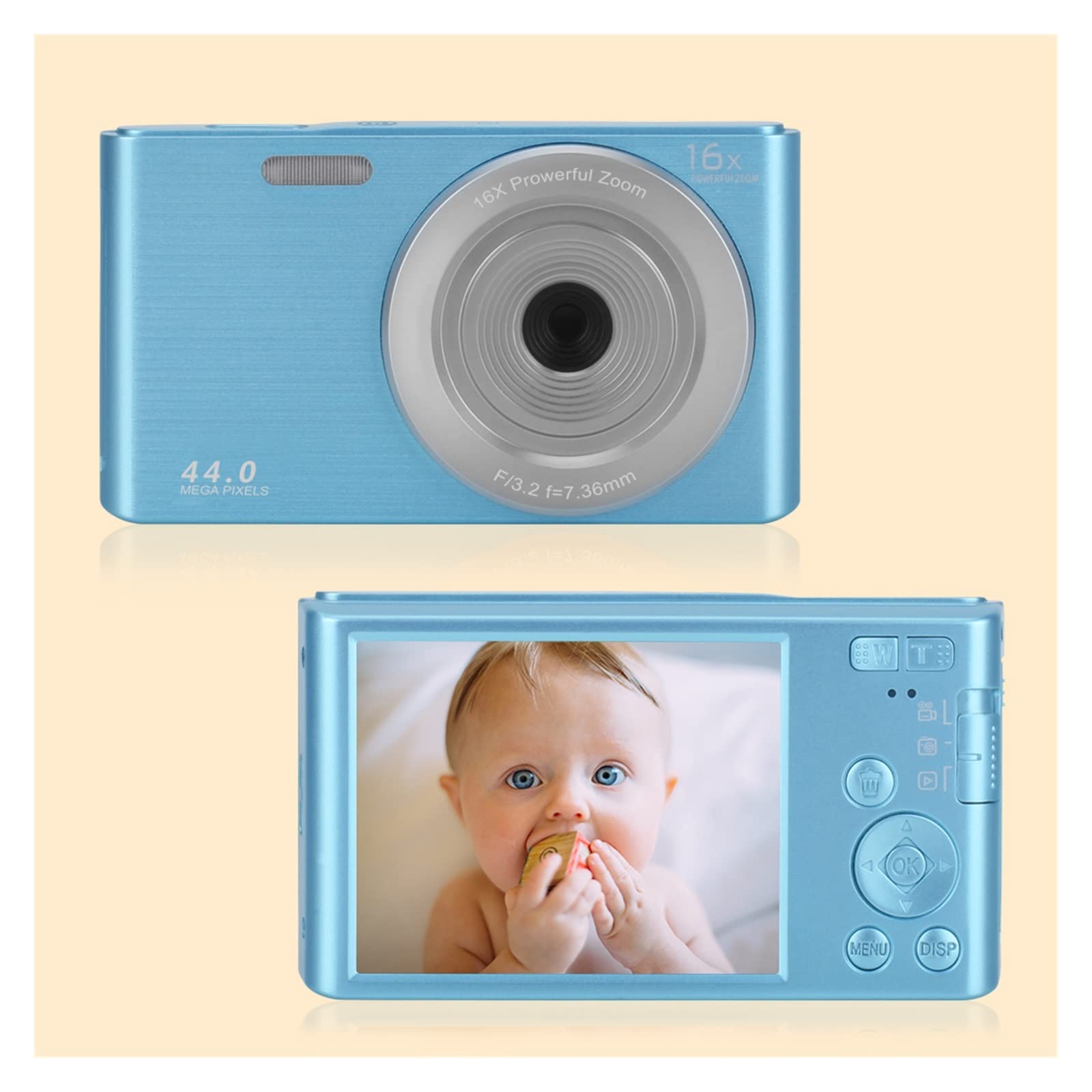 Videocámara, Cámaras fotográficas digitales Vintage de 44MP, grabación lapso tiempo, videocámara fotográfica 4K, grabadora vídeo Vlog compacta for regalo niños Cámara de vlogging(16G SD Card,Silver)