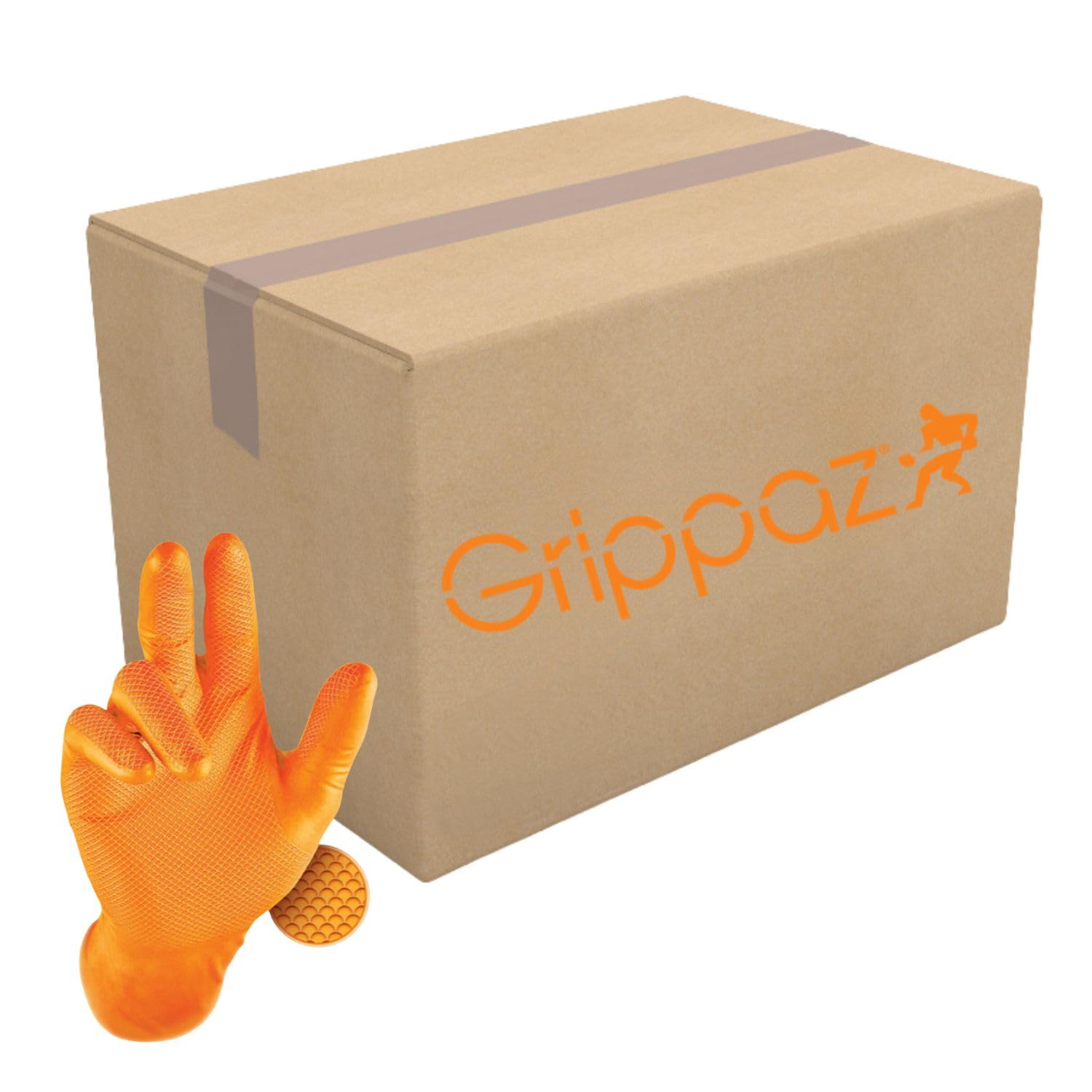 Grippaz Nitrile gloves Buk Box of 500, latex free, working gloves, extremely robust and tear-resistant, orange, M โ image 1