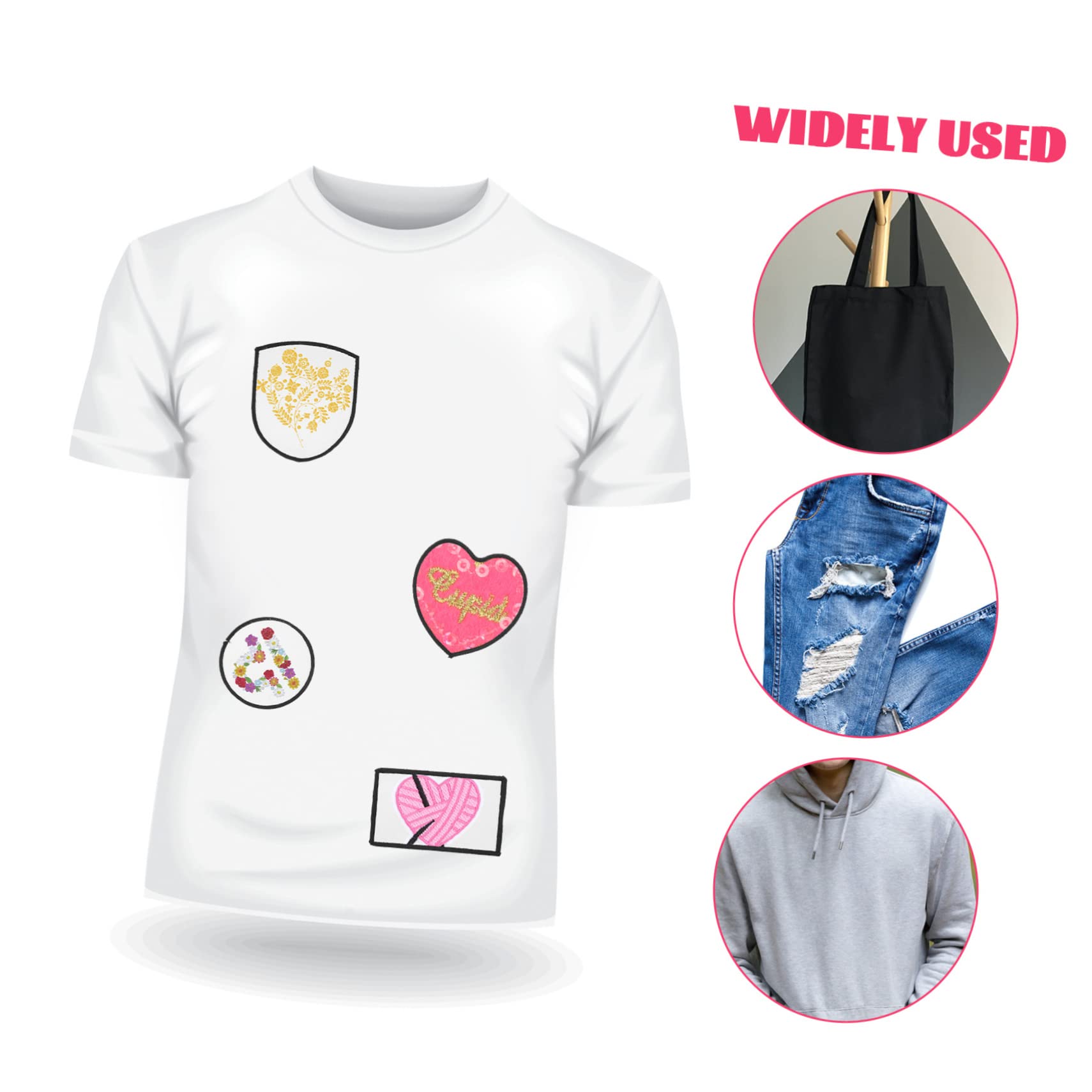 SHINEOFI 100pezzi Toppe Termoadesive Bianche Per Patches Per Trasferimento Termico Su Tessuti Jeans Borse e Abbigliamento Decorativi Adatti Per Personalizzazione e Fai-da-te