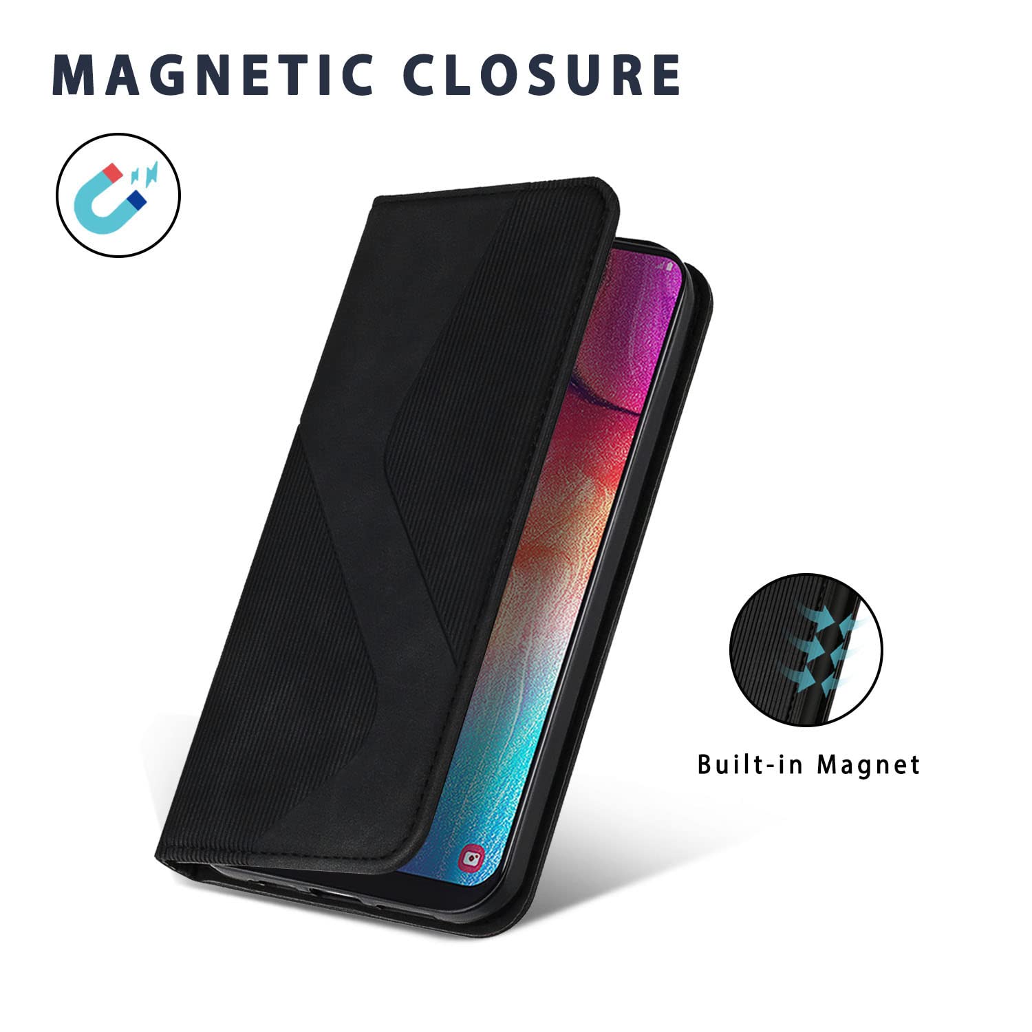 Custodia Portafoglio Con Magnete Per Google Pixel 8 Pro – Pelle PU, Slot Carte E Supporto, Colore Nero - 3