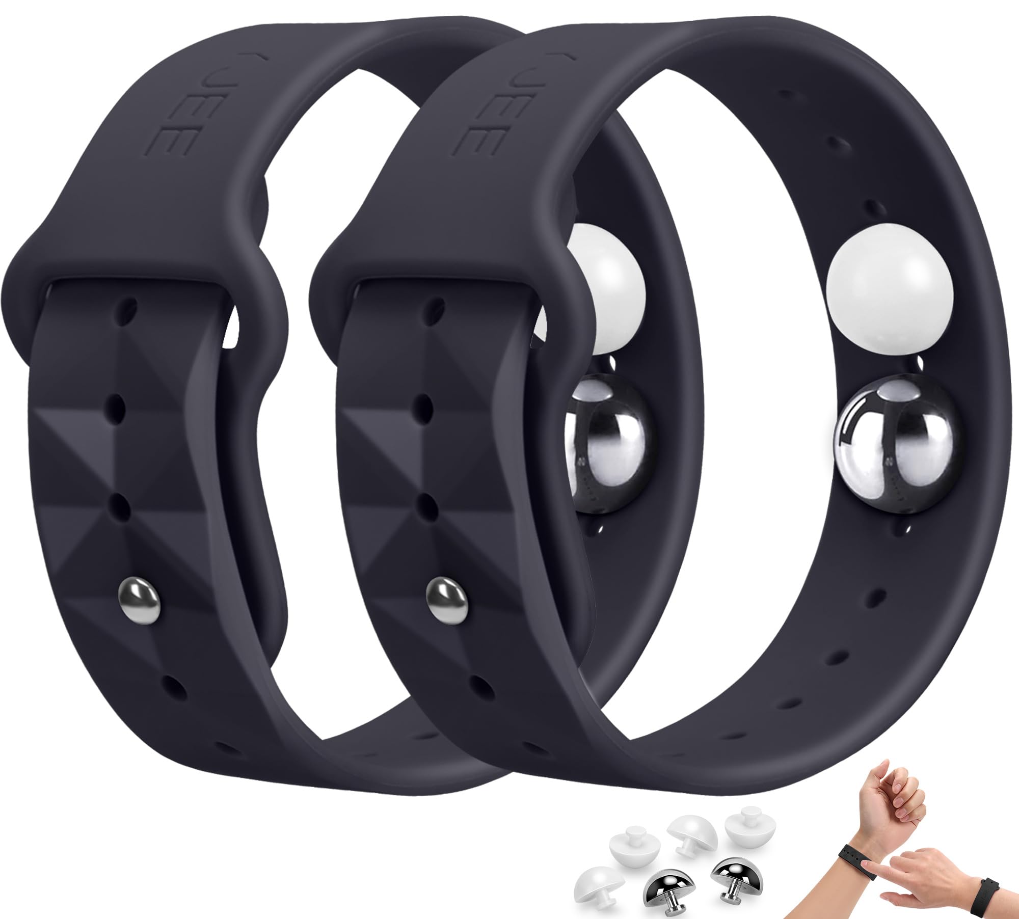 LYJEE Motion Sickness Bracelets for Travel：Acupressure Anti Nausea Wristband for Morning Sickness - Sea Sickness Wristbands for Car Boat Air - Nausea Bands for Natural Motion Sickness