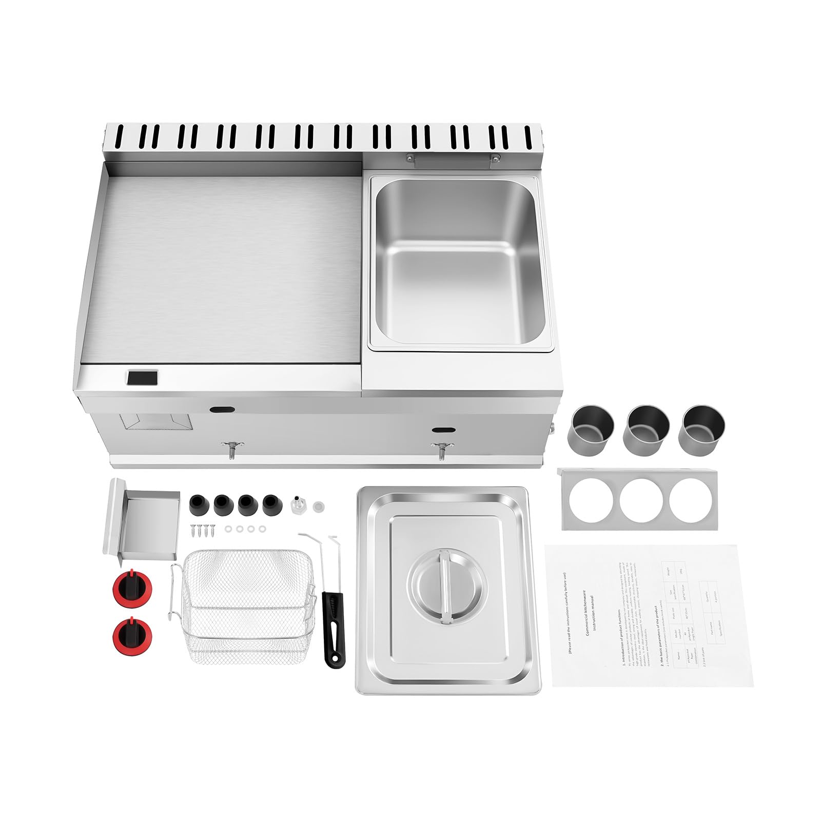 Piastra per barbecue a gas, piastra con vaschetta per grasso da 6 l, piastra a gas per ristoranti e snack, temperatura fino a 380 °C, 68 x 47 cm