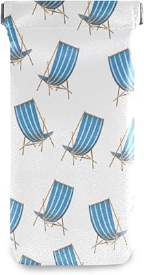 susiyo Deck Chairs Blue and White Glasses Case Portable Microfiber PU Leather Soft Sunglasses Bag Eyeglasses Pouch Holder Squeeze Top for Women Men