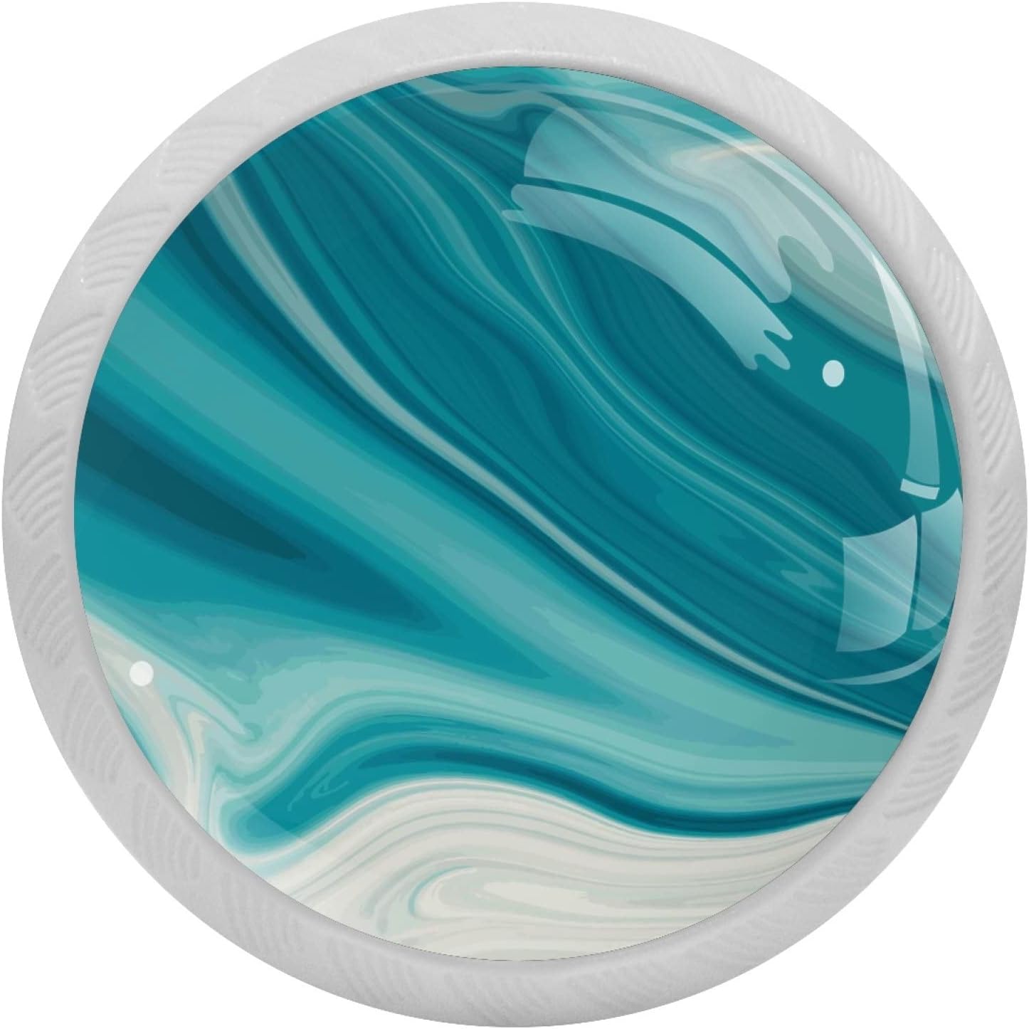 NEWzone 4 Pack Fluorescence Knobs, Round Shaped Glass Drawer