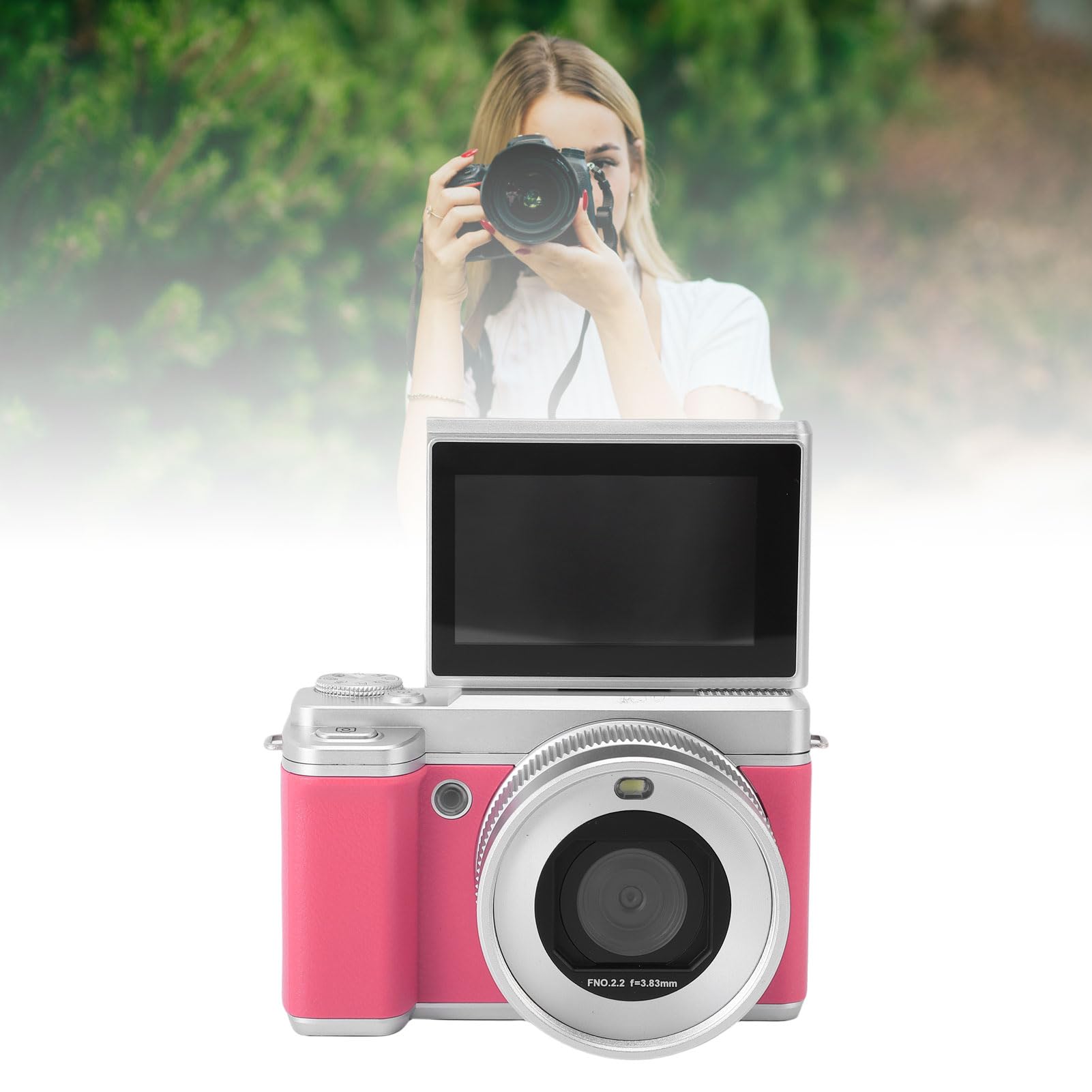 Fotocamera Digitale 5k per Fotografia, Videocamere Wi FI 80MP, Videocamera HD AutoFocus Compact Cam da 3 Pollici da 3 Pollici a 180 ° Schermo con Zoom Digitale 18x per VLOG (PINK)