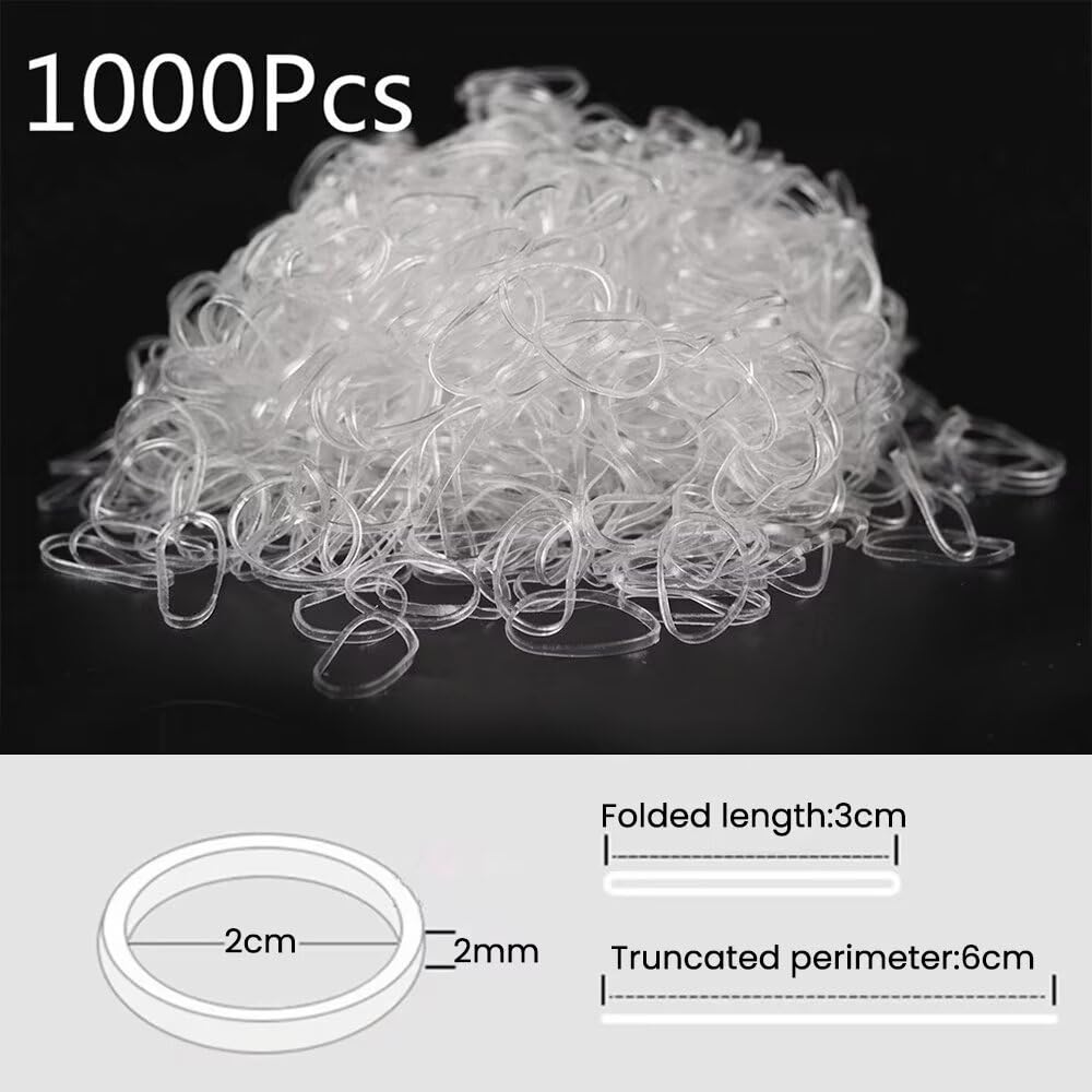 Gomas para el pelo, 1000 unidades, gomas elásticas para el pelo, mini transparentes, pequeñas gomas para el pelo, para niñas, adecuadas para niños, trenzas de pelo, peinados de boda, rastas