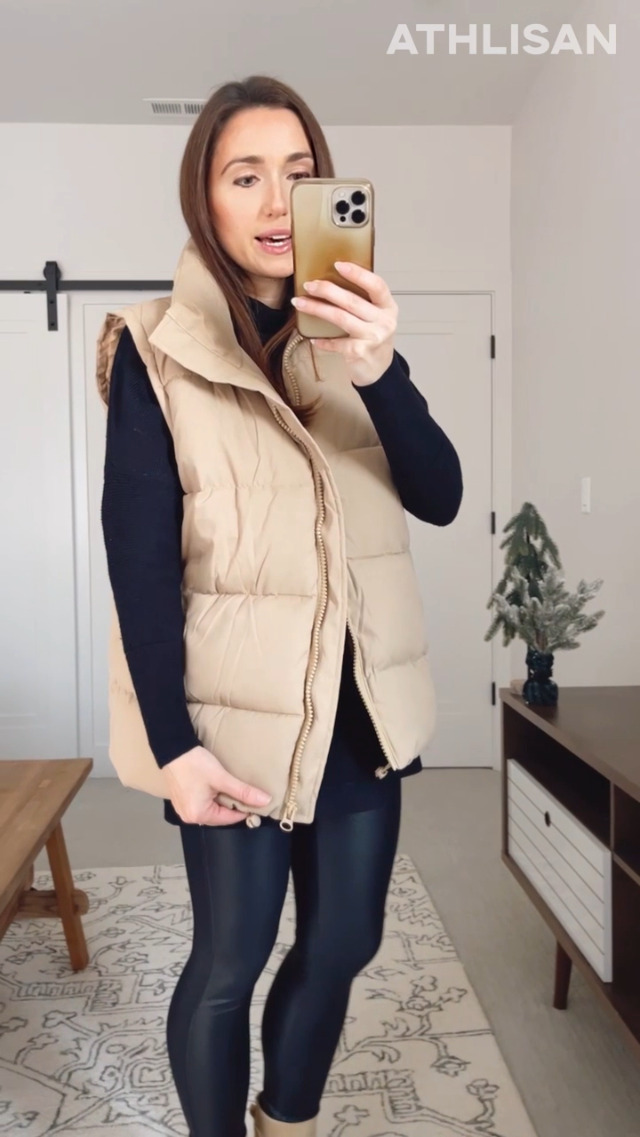 Athlisan Womens Zip Up Puffer Vest Stand Collar Sleeveless Padded