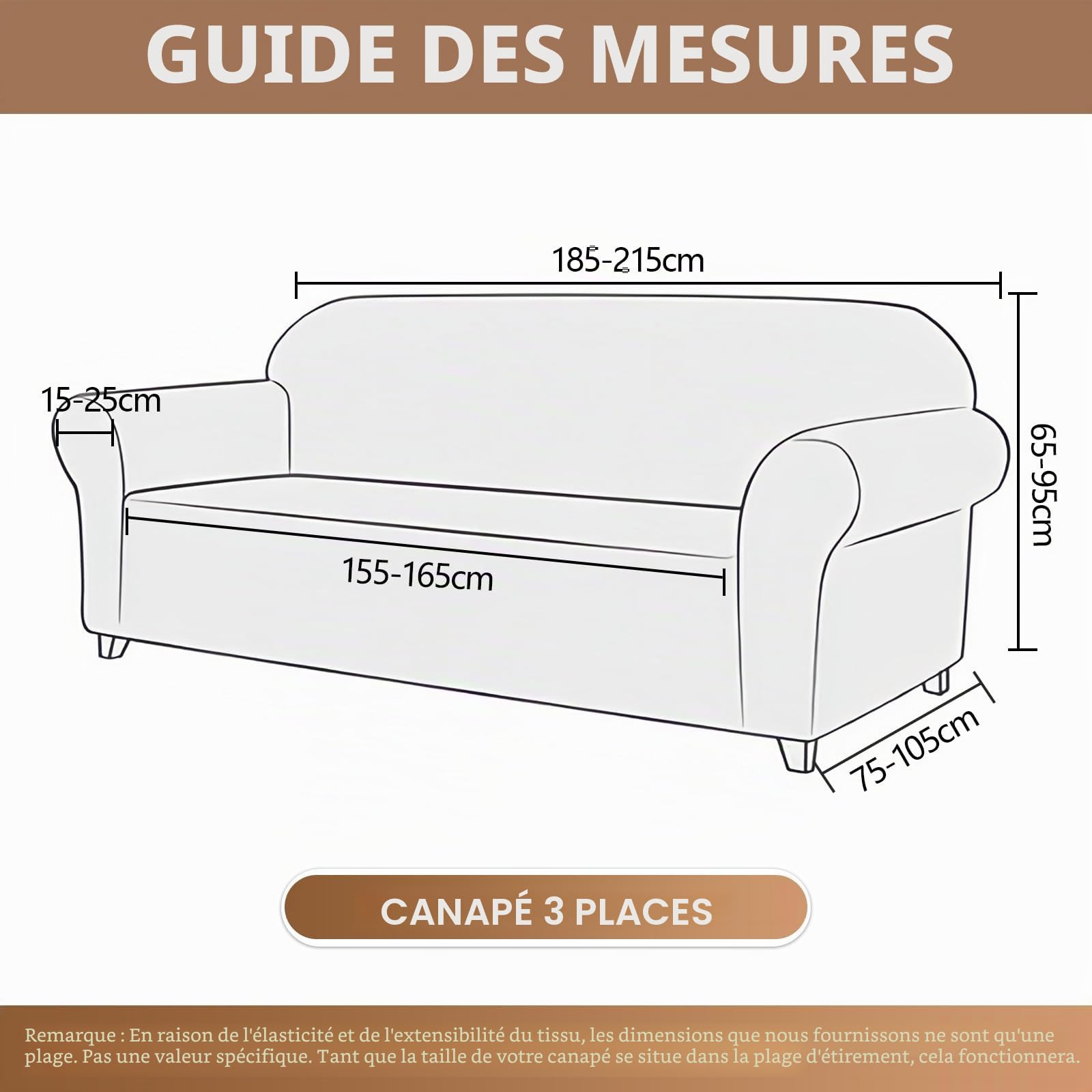 Ystyle Housse Canapé 3 Places, Housse De Canapé Extensible Universelle, Couverture Canape Antidérapante Lavable, Protege Canape Chien Chat, Protection Canapé avec Accoudoirs, Bourgogne