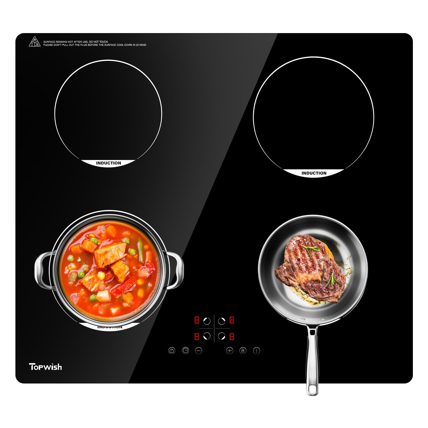 placa de inducción de 60 cm, placa con 4 zonas FlexInduction, placa de cocina de inducción con temporizador y función PowerBoost