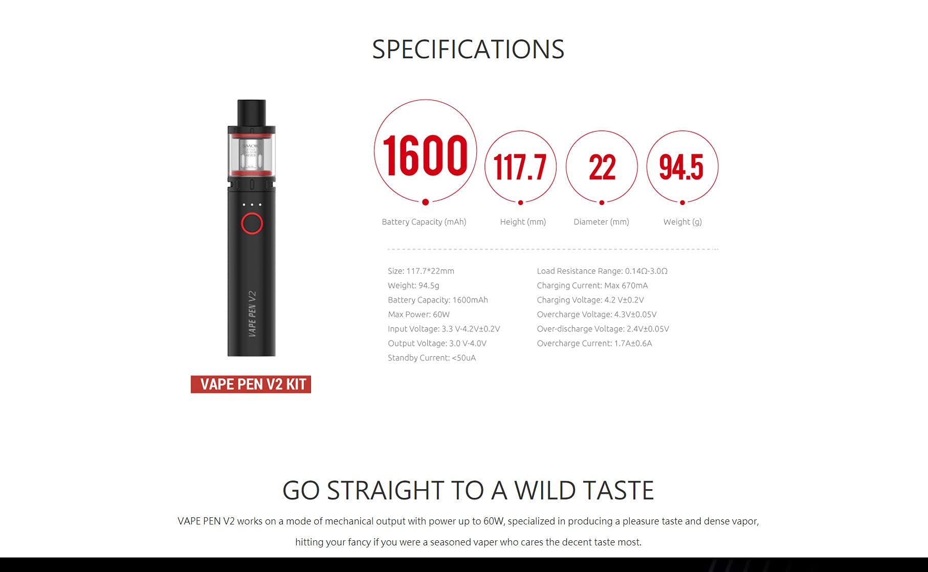 Kit SMOK Vape Pen V2 avec rservoir de 3 ml Batterie 1600mAh intgre  Dispositif de vapeur 60W 0.15ohm Vape Pen Meshed Bobines 0.6ohm DC :  Amazon.fr: High-Tech