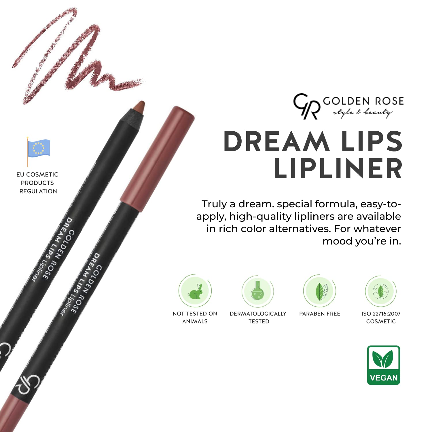 Crayon à Lèvres Golden Rose Dream Lips 508 Rose Mat - Effet Sans Transfert, Hydratant Aux Vitamines - Neuf Sous Emballage