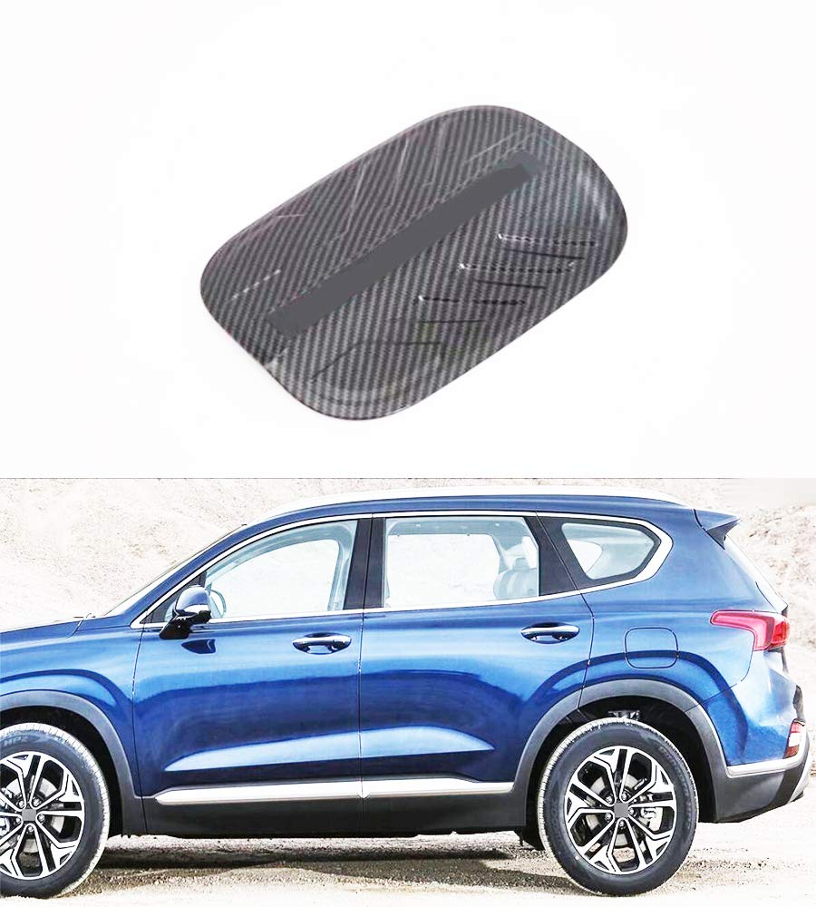 Momoap /ABS Carbon Fiber Style Auto Fuel Filler Door Cover Gas Tank Cap Decoration Cover Trim for Hyundai Santa Fe IX45 2019-2020