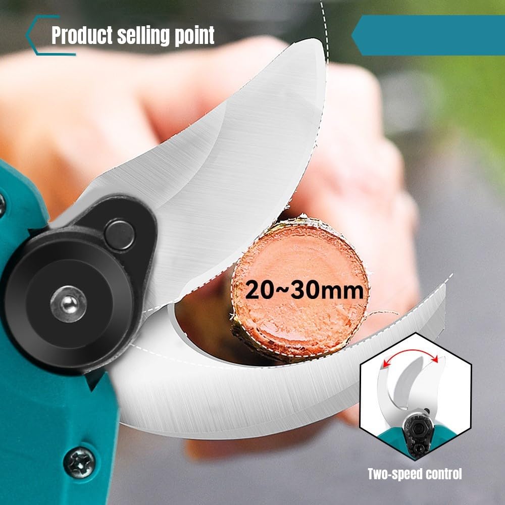 Akku Astschere für Makita 18V Akkus, Elektrische Gartenschere 30 mm, Elektrische Astschere mit 2 x 7500mAh Akkus, Gartenschere mit Display, Astscheres Akku für Gartenarbeit und Baumschnitt (30MM)