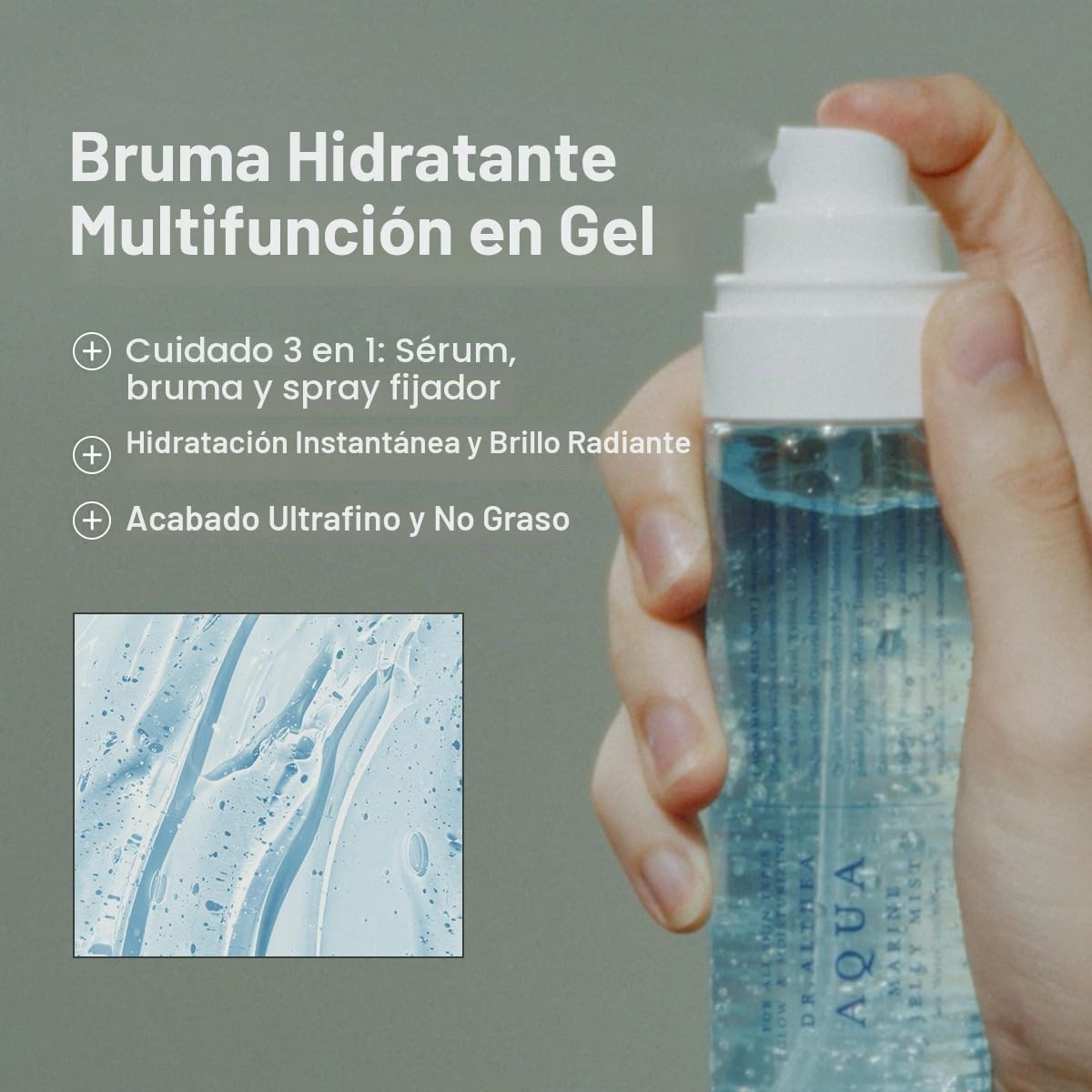 Dr.Althea Aqua Marine Jelly Mist | Bruma Facial Hidratante Ultrafina | Sérum con PDRN y Triple Ácido Hialurónico para una Piel Radiante | Cosmética Coreana Vegana, 100 ml