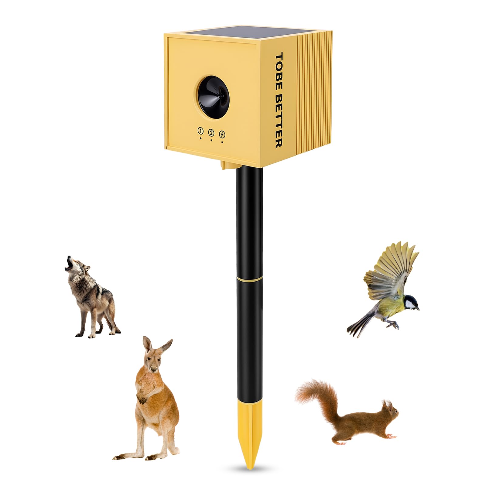 Dissuasore per uccelli e gatti a ultrasuoni solare, sensore di movimento a infrarossi e luce LED, batteria ricaricabile da 1200 mAh, resistente alle intemperie, per giardino, cortile e