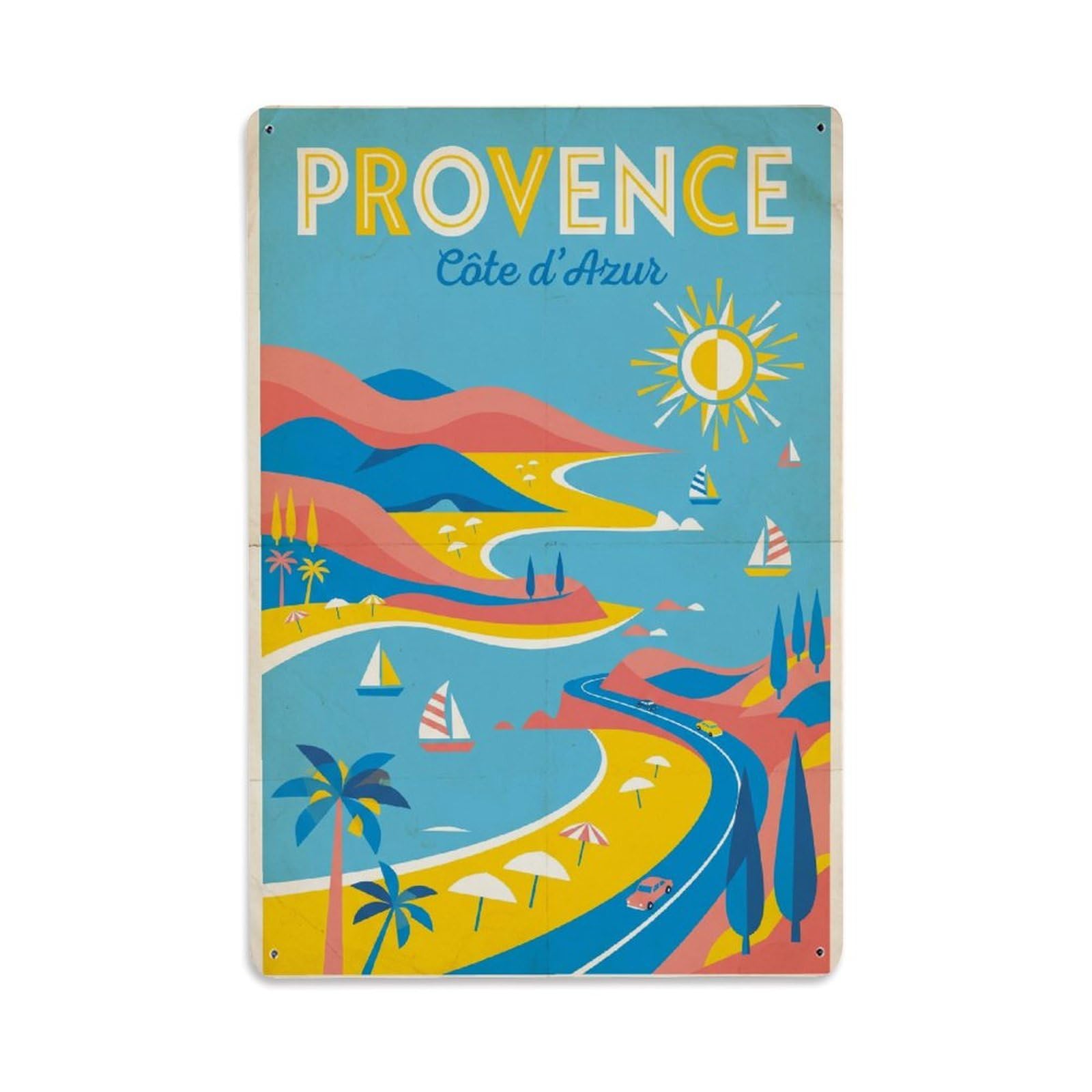 Gead 8X12inch Style Vintage Travel Provence Mediterranean Coast Metal Tin Sign
